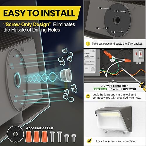 Miniatura 5 de YARBO Paquete de luz LED de pared 9 en 1 de 150 W 120 W 100 W conmutable, paquete de pared LED de 3 colores seleccionables con fotocélula 22500LM