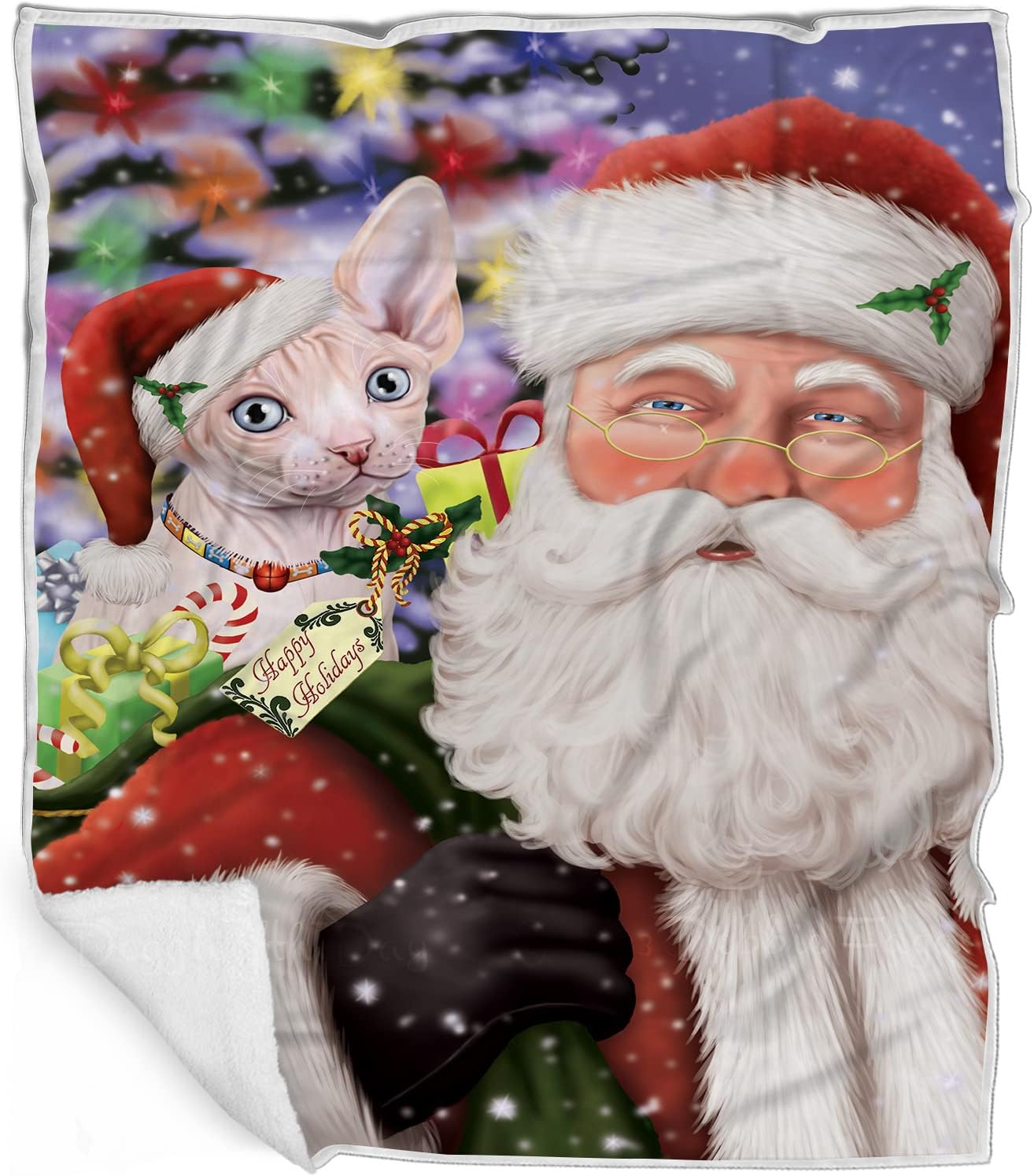 Doggie of the Day Sphynx Cat Blanket - Merry Christmas Woodland Sled - Super Soft & Warm Pet Theme for Sofa or Bed, Warm Fleece, Sherpa or Woven Material, BLNKT51516 (50x60 Sherpa)