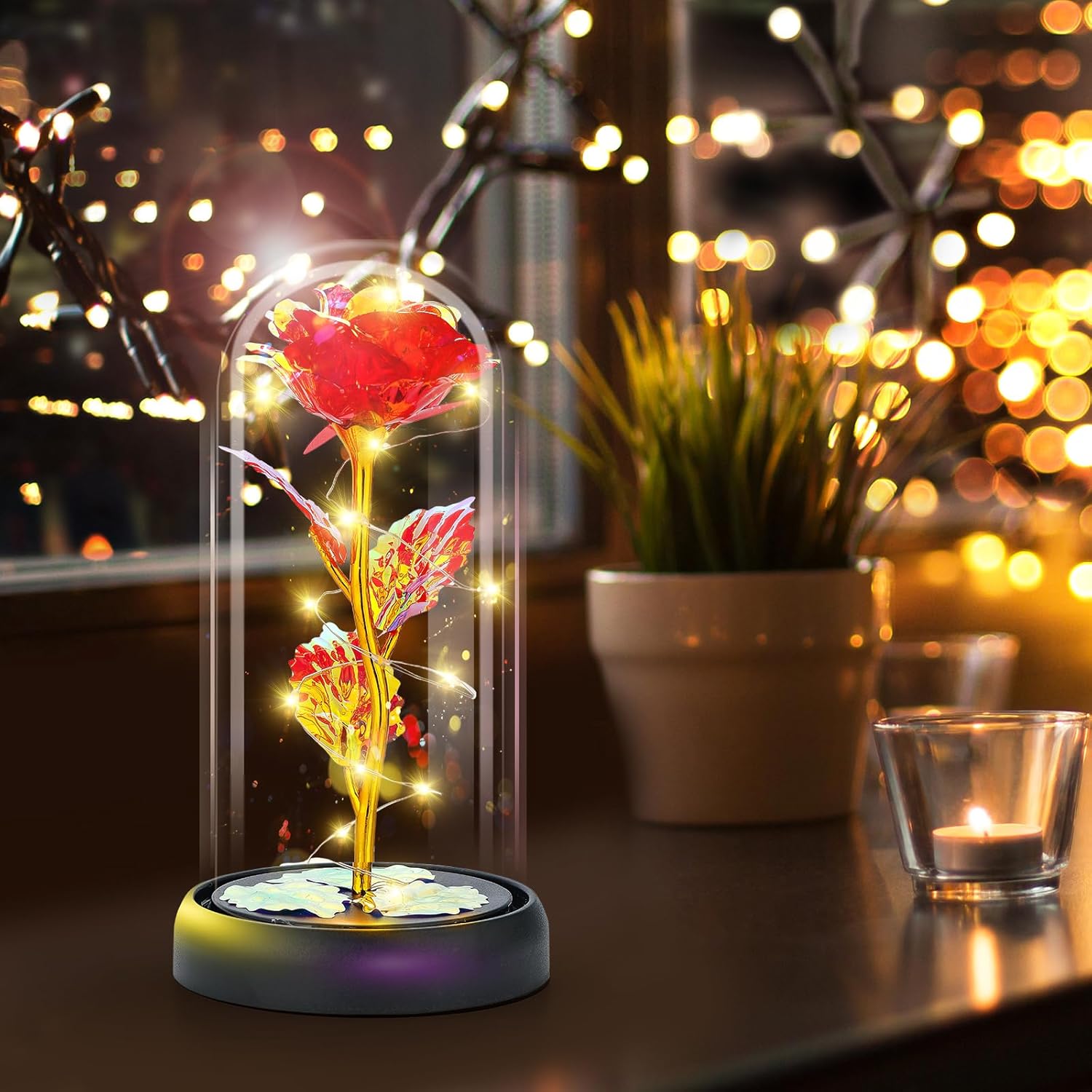 Otlonpe Valentines Day Flower Gifts for Her, Preserved Forever Glass Light Up Rose Gifts for Wife Girlfriend Women Mom Grandma Daughter Sister, Mothers Day Christmas Birthday Womens Gift (Red) - Image 9