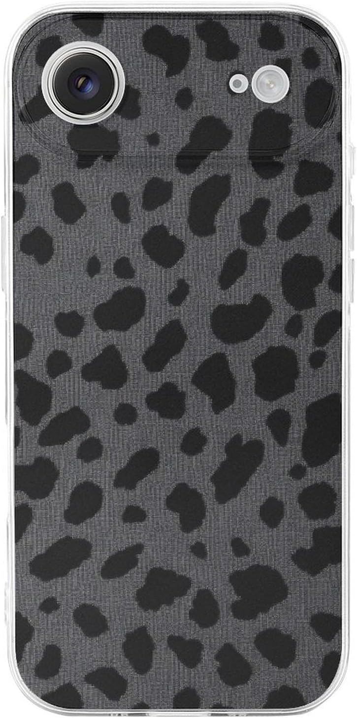 Clear Phone Case for iPhone 17 Air Case, Black Leopard Pattern Prints Shockproof TPU Cell Cover with Wireless Charging, Anti-Yellowing, Transparent