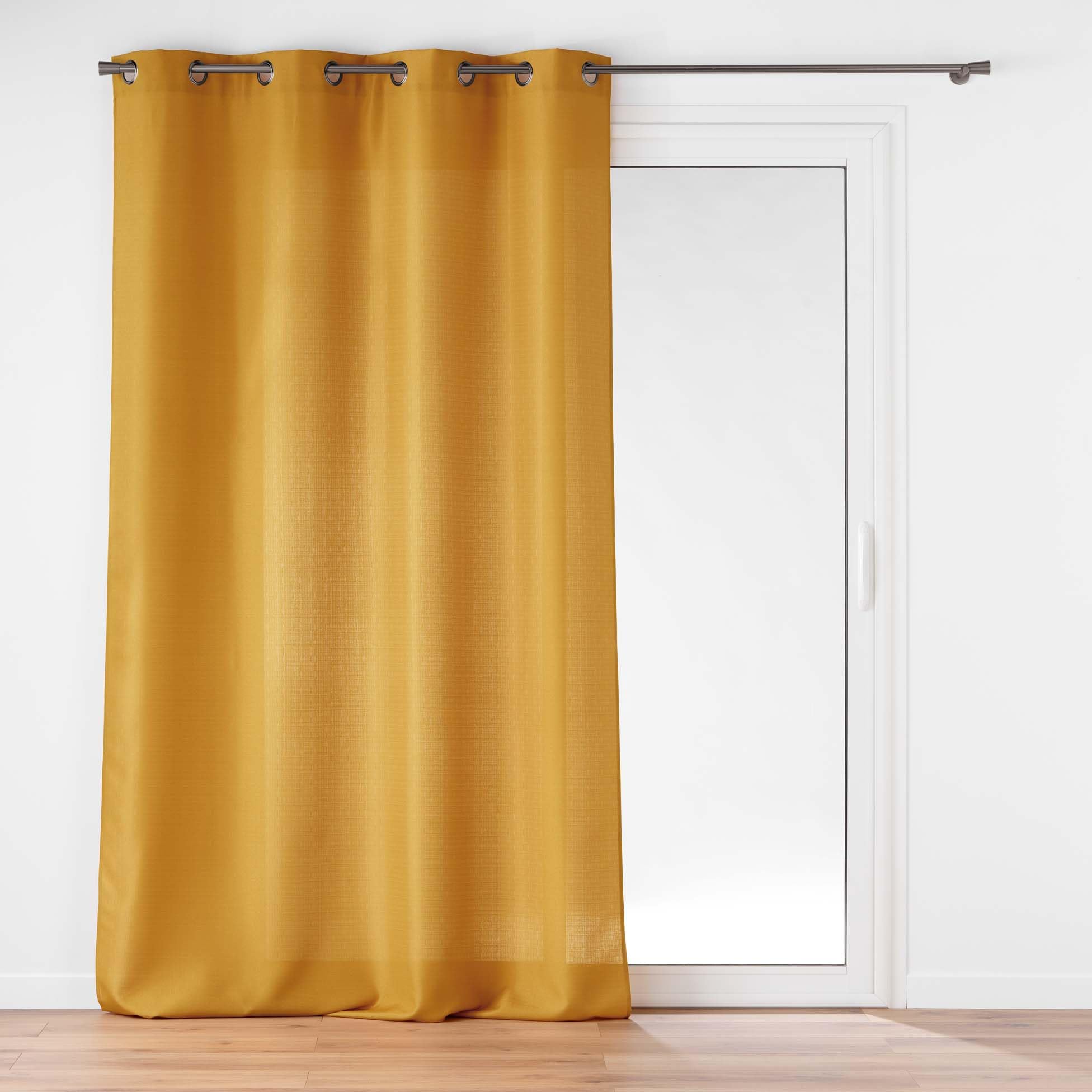 Douceur d'Intérieur, Soline Ochre Eyelet Curtain 140 x 260 cm Polyester Plain