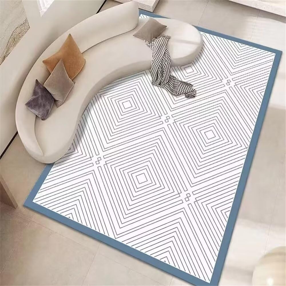 Tapis enfant chambre antidérapant xxl 250x300cm tapis de sol doux géométrique bleu