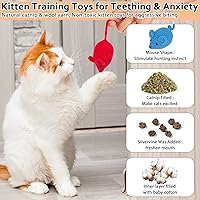 Vista 4 de Retro Shaw Catnip Toys Crochet Mice Cat Toys,3 Pcs Yarn Cat Nip Mouse Animals Toy,Safe Teeth Cleaning Toy for Indoor Kittens