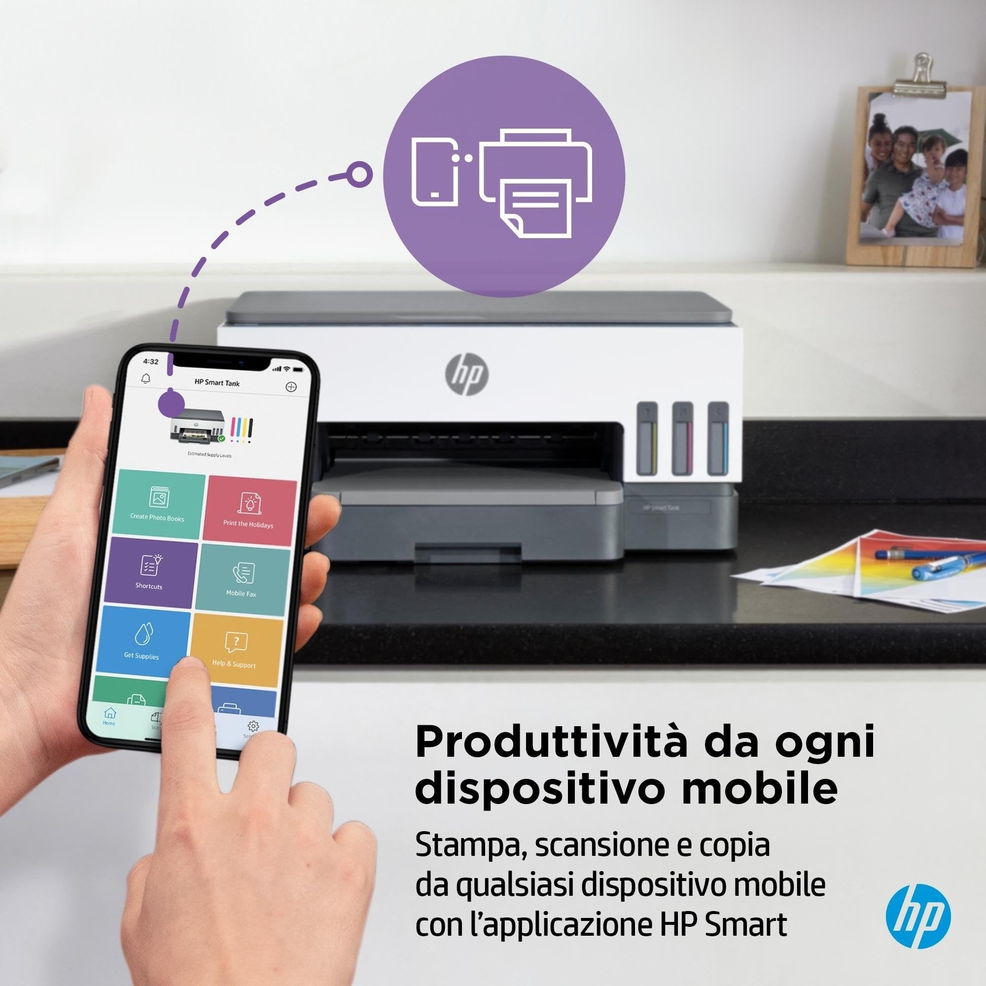 HP Smart Tank Plus 7005 AiO Stampante Serbatoio Ricaricabile Multifunzione a Colori Wi-Fi Fronte e Retro Automatica Bianca