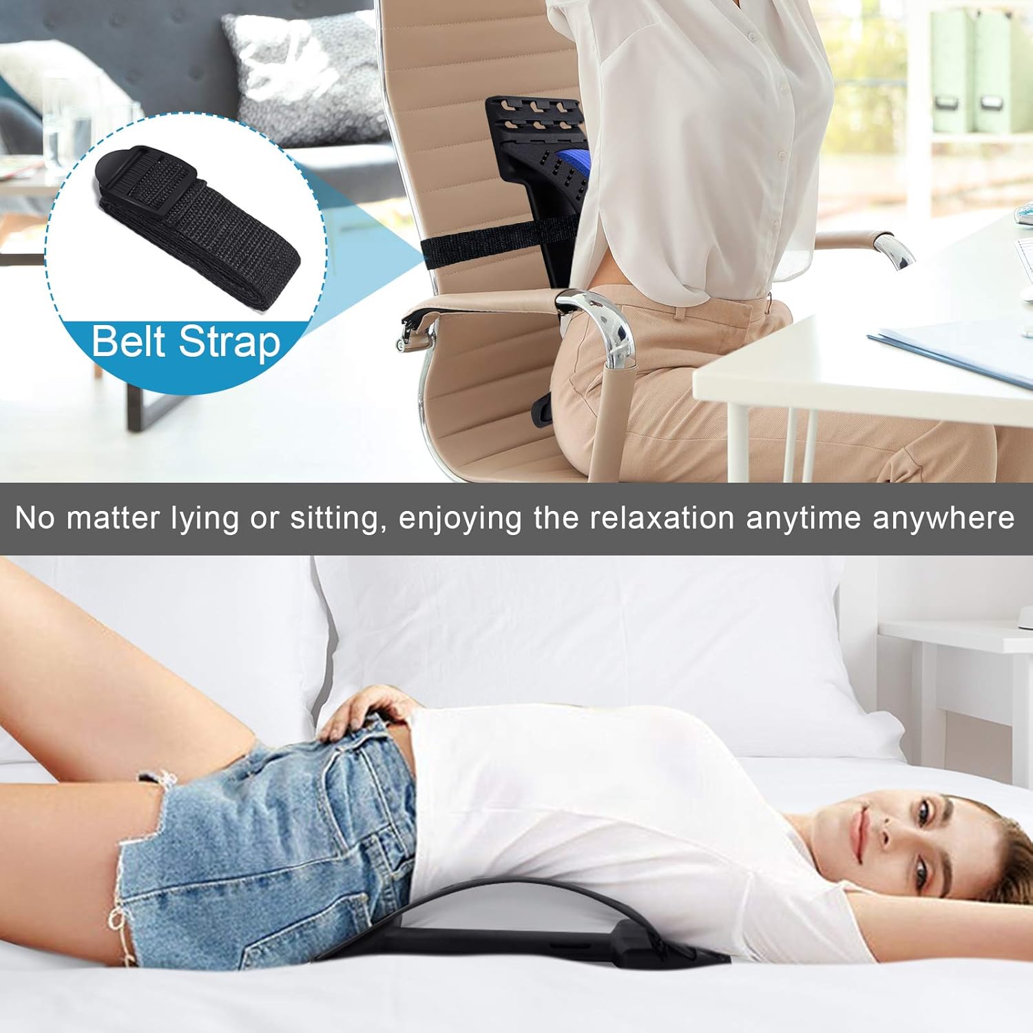 Hоt Dеаlѕ Back Stretcher - 3 Heights Adjustable Back Stretcher for Pain Relief, Lower Back Stretcher with Massaging Points & Cushion Foam, Spine Deck with Belt Strap for Office Chair, Car, Travel