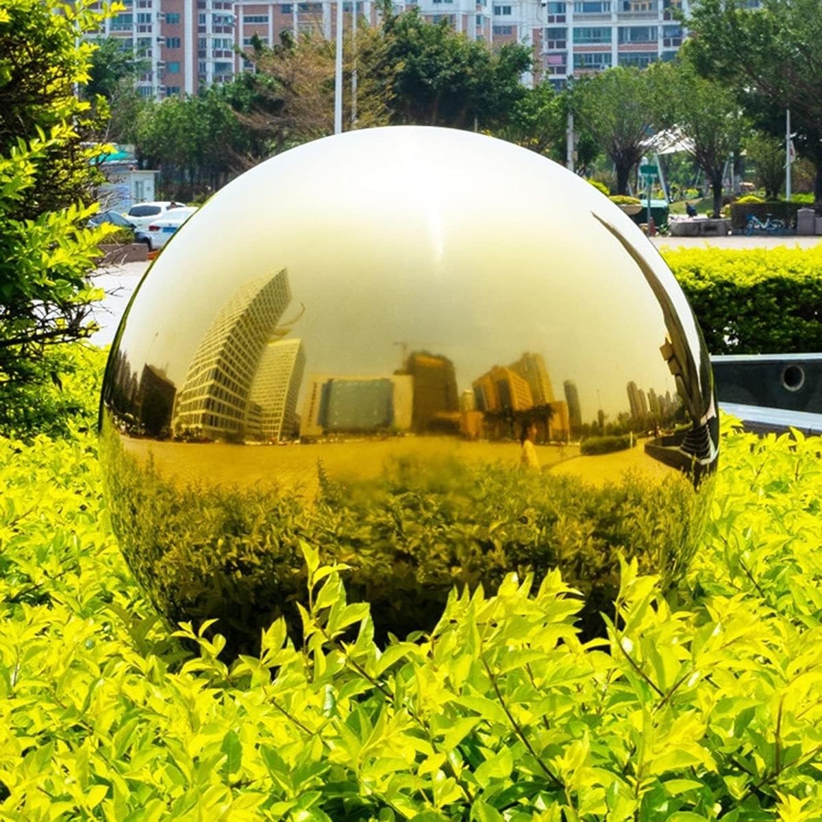 Bola for mirar jardín, bola de jardín con acabado de espejo, for jardín y hogar, espejo dorado decorativo, bolas flotantes huecas reflectantes, adorno de 150-350 mm de diámetro, 200 mm (color: dorado,