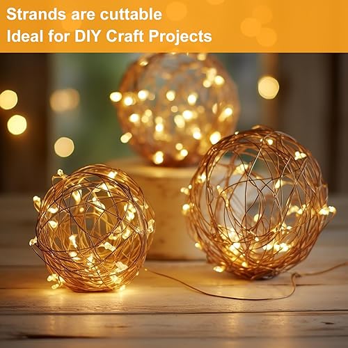 Miniatura 6 de Paquete de 6 guirnaldas de 30 luces LED de 10 pies, funciona con pilas, alambre plateado blanco frío, bodas, centros de mesa, decoración de mesa,