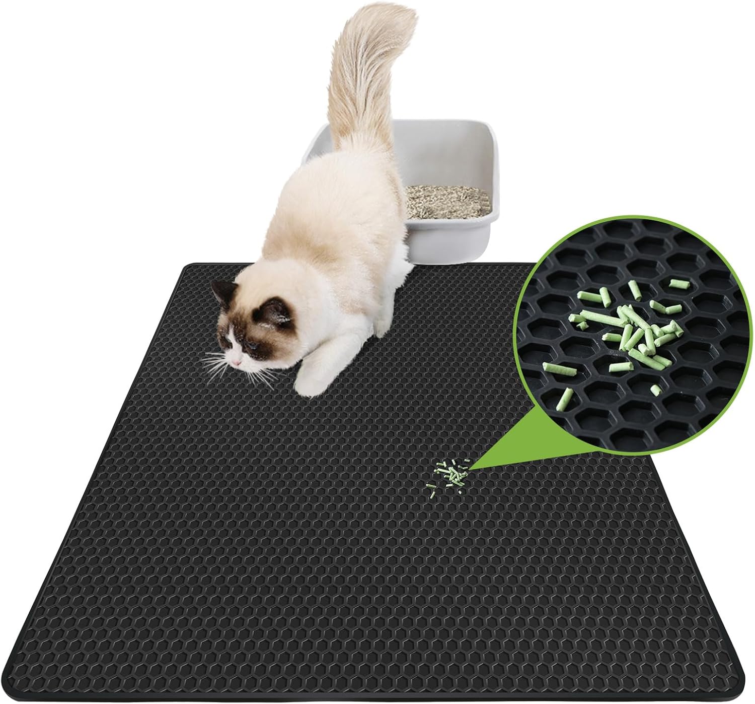 Matace Cat Litter Mat - Large 35" x 24" Rubber Trapping Mat for Litter Box - Waterproof, Easy Clean, Indoor Floor Tracking Mat