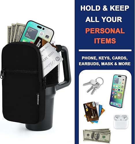 Miniatura 4 de Bolsa para botella de agua de gimnasio para vaso Stanley con asa, funda universal para botella de agua con correa y bolsillo, se adapta a una