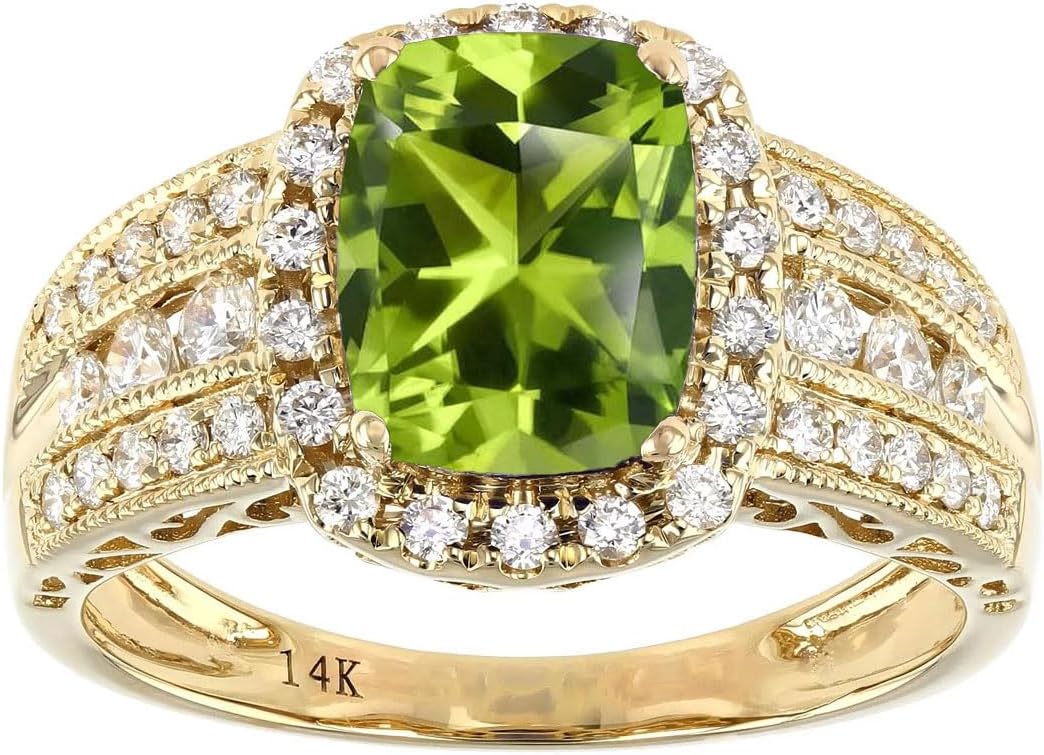 10K 14K 18K Gold 2 Carat Cushion Cut Gemstone Engagement Rings for Women with Moissanites/Diamonds Cushion Birthstone Promise Anniversary Ring for Her Size 3-15
