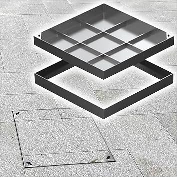 Stainless Steel Manhole Cover Outdoor, Yard/Driveway/Pavement Rectangle Sewage Basin Cover Plate, Embedded Septic Tank Lid/Inspection Covers, 20 22 24 26 27 30 32 36 inch600x450mm/23.6x17.7in