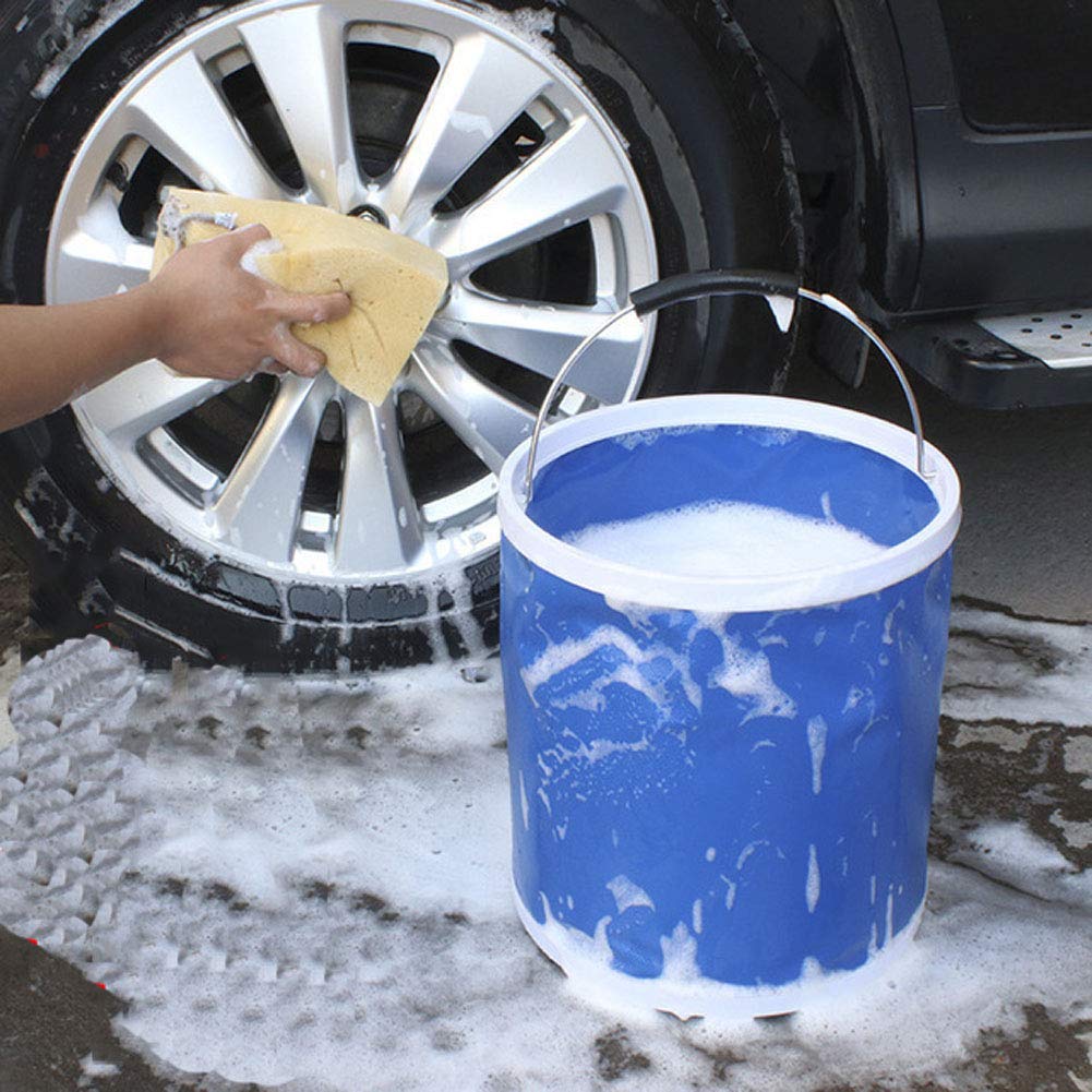 Portable Seau Pliant, Portable Seau Pliable Transporteur d'eau Bac De Lavage pour Camping Randonnée Pêche Voyage, 9L Multifonction