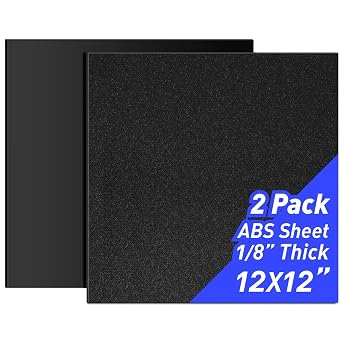 ABS Plastic Sheet 12"x12"x1/8" Black 2-Pack