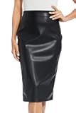 Womens Leather Skirt, Bodycon Faux Mini High Waist Casual Zip PU Slim Pencil Plus Size