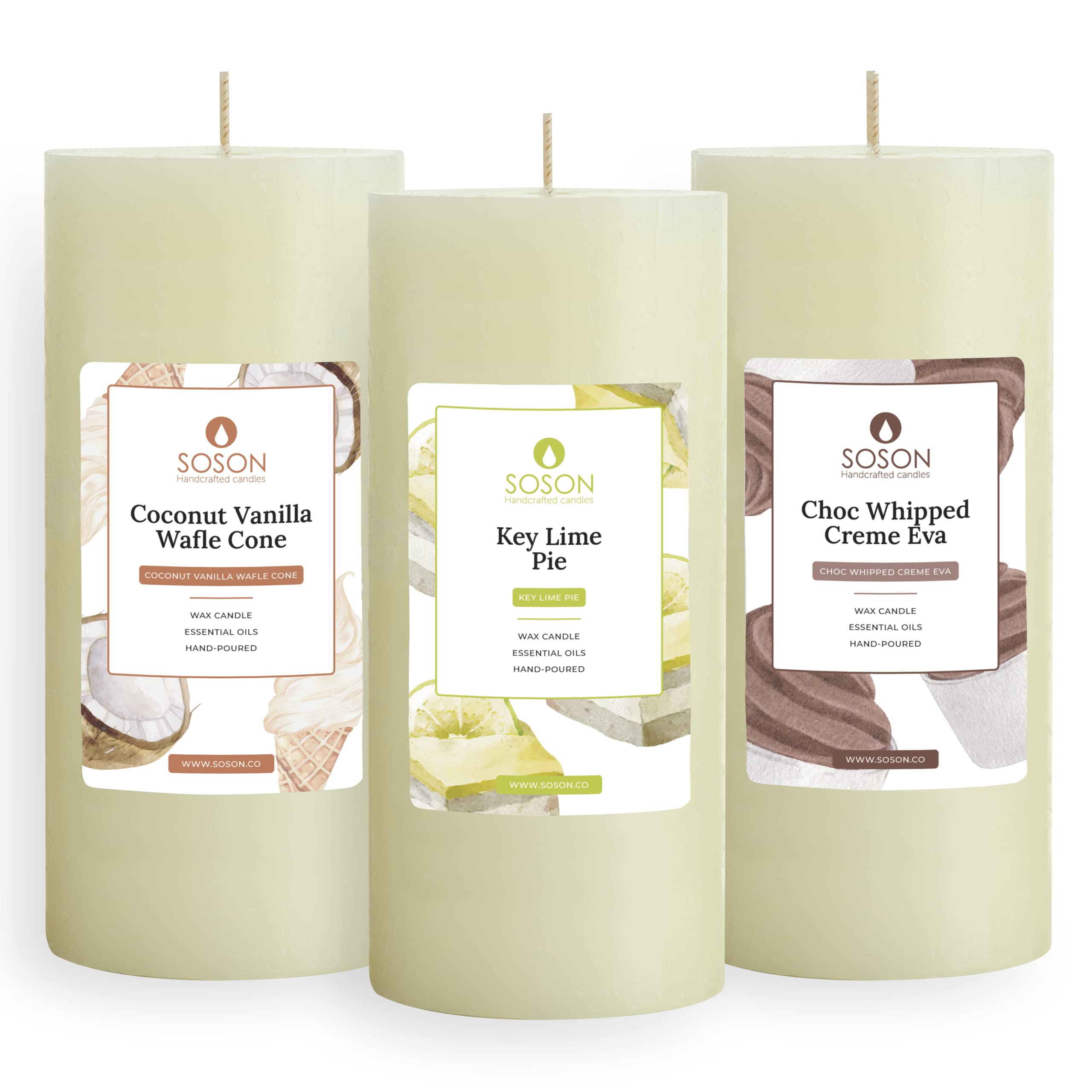Simply Soson 3x6 Ivory Textured Pillar Candle Scented Candles (Summer)