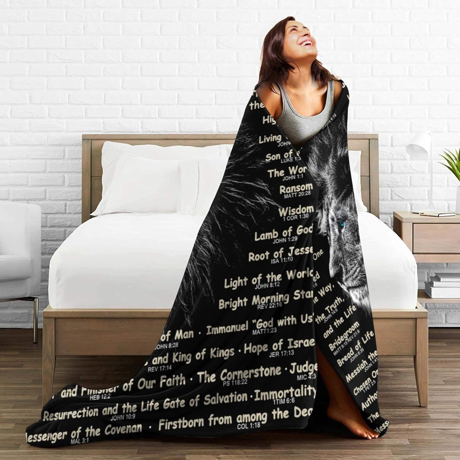 Bible Verse Blanket Christian Gifts (80x60inch)- Religious Throw Blanket Soft Lightweight Cozy Plush Warm Lion Blankets for Women Men - Image 5