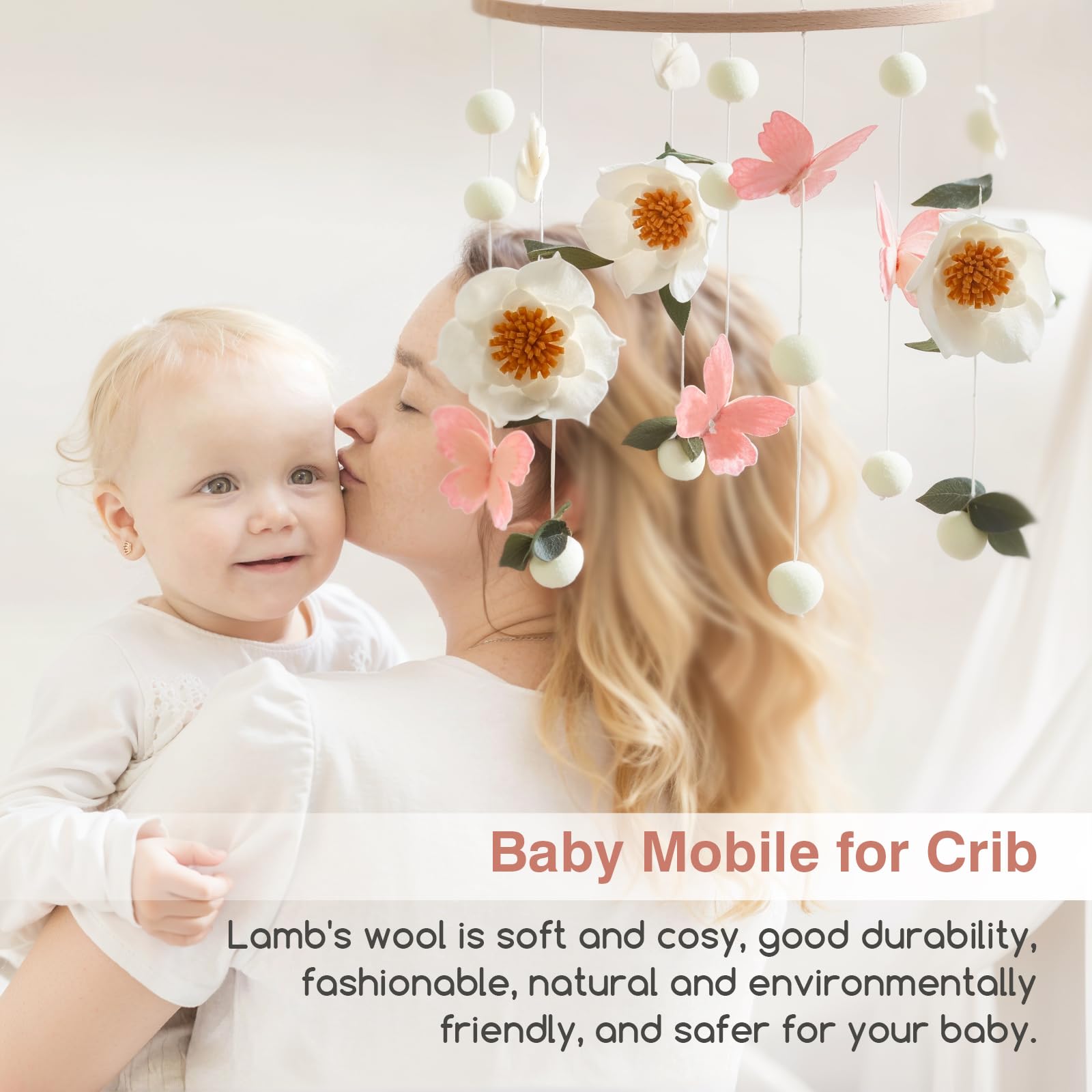 Giostrina per culla per bambini e bambine, mobile floreale per culla, decorazione per cameretta dei bambini, giocattolo da appendere alla culla per neonati