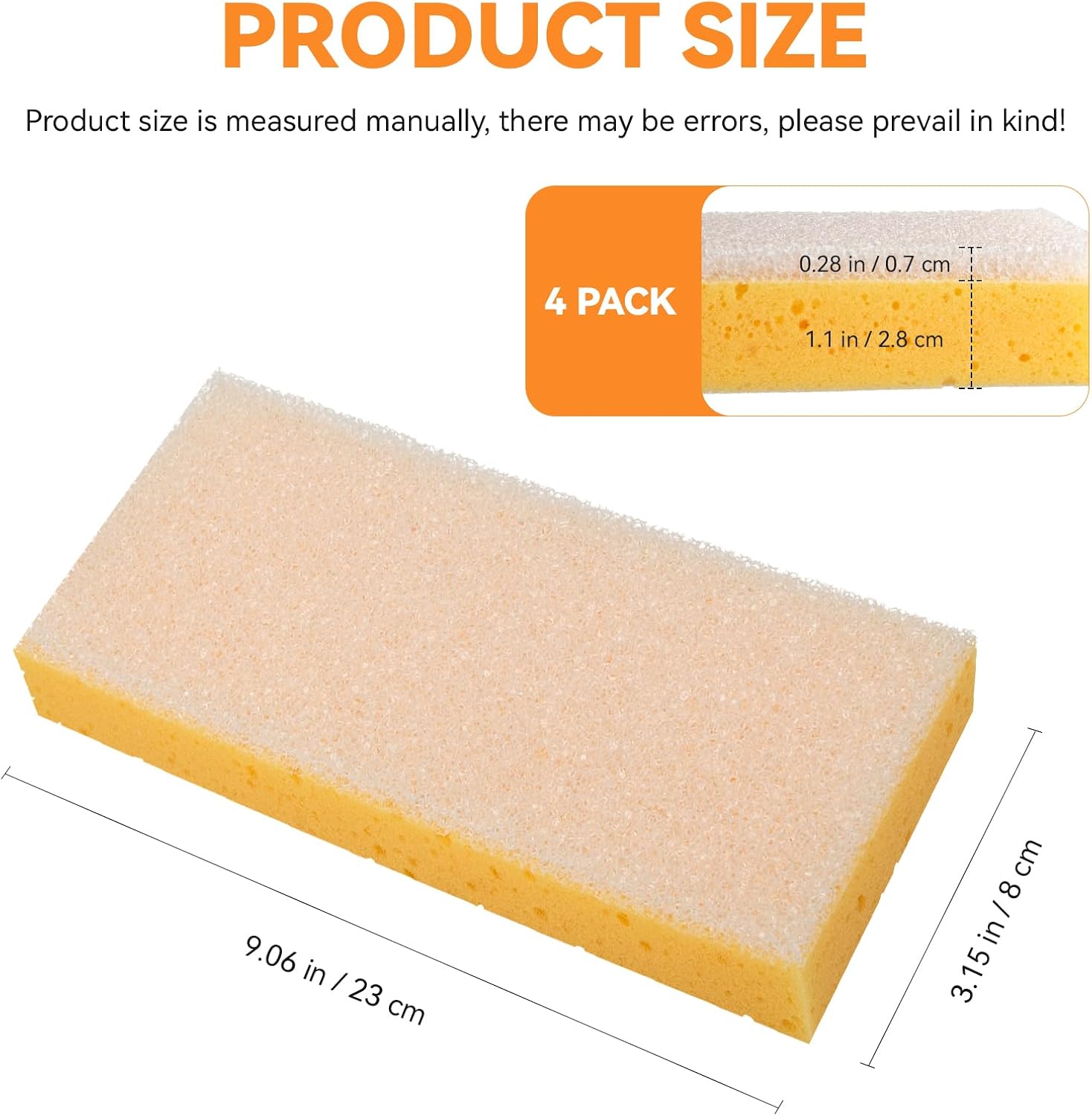 Drywall Wet Sanding Sponge, Dustless Dual Sided Walboard Drywall Sponge | Drywall Sander Sponge for Finishing, Spackle Smoothing, Reusable Wet Sanding Sponge for Joint Compound Spackle, 4 Pack DWS467