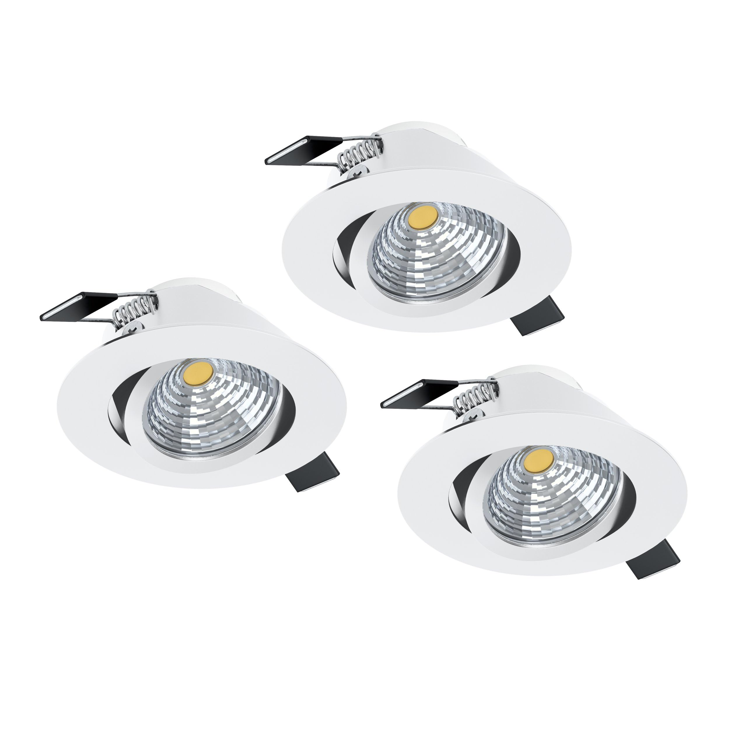 Eglo Set of 3 LED recessed spotlights Saliceto, dimmable Flat Round Ceiling Lights, White Aluminium, Neutral White, Ø 8.8 cm