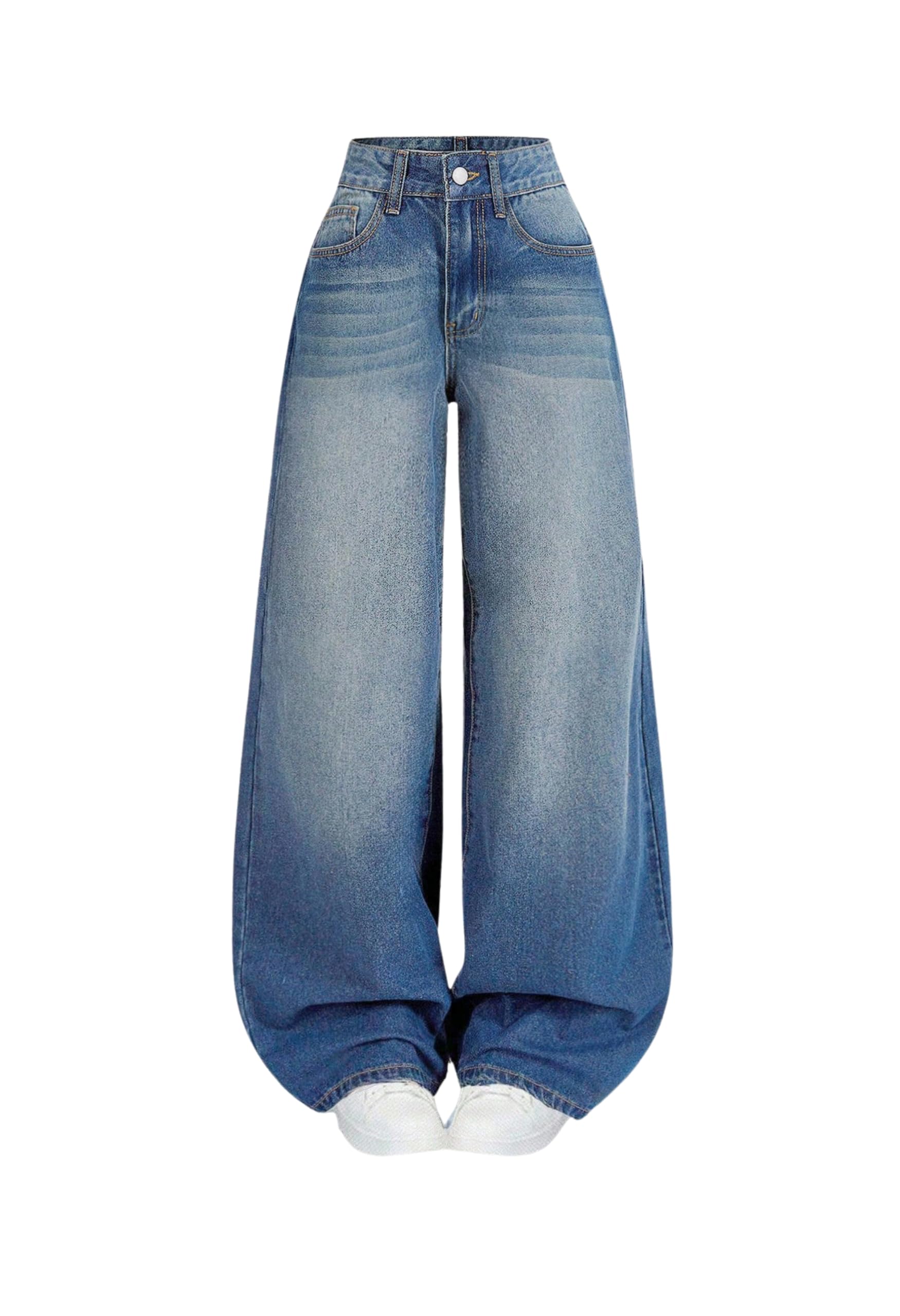 Women's Wide Leg Jeans | High Waist Cotton Stretch Denim | Baggy Bootcut Loose Fit with 5-Pocket Belt Loops (WJ-2405_2-$)-image-19