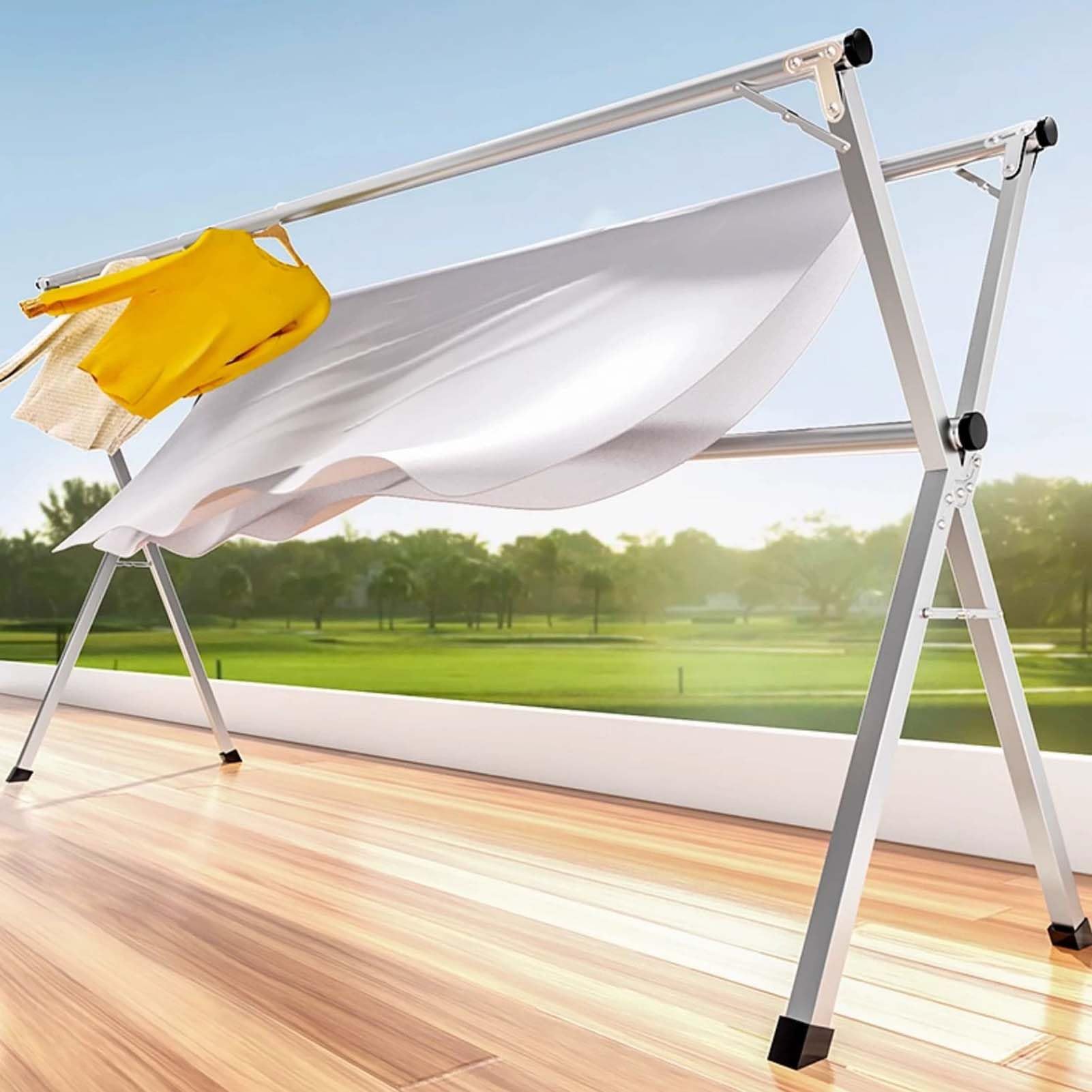 Étendoir à linge pliable en acier inoxydable extensible idéal balcon et grand séchage intérieur