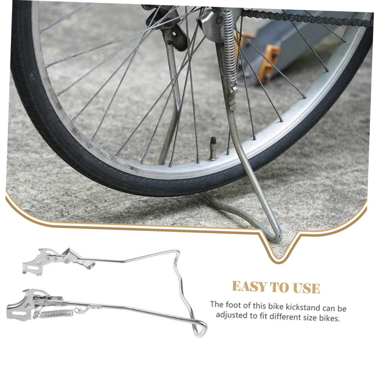Béquille de Vélo Double Jambes en Acier Argentée pour Bicycle