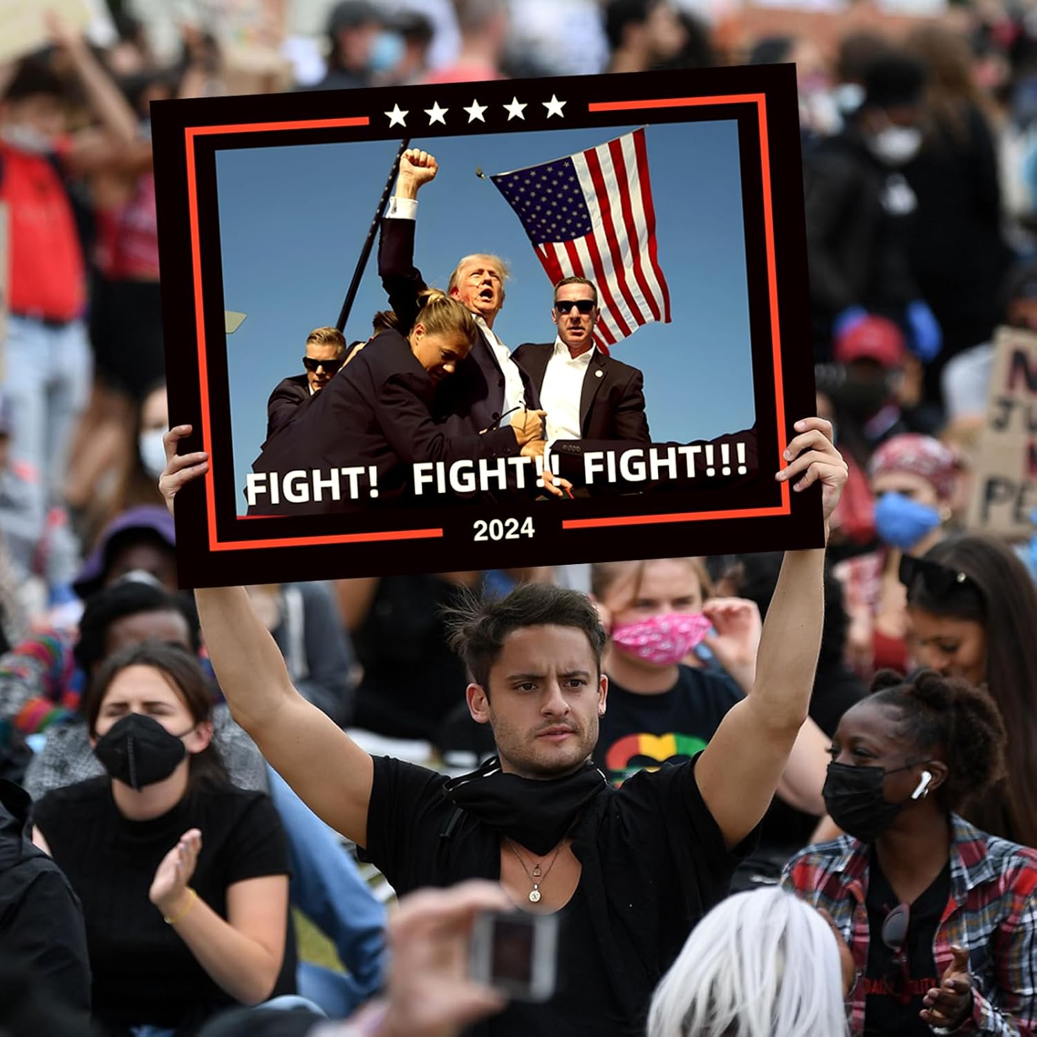 Trump Shooting Makes Me Stronger Yard Sign, Fight Fight Fight Trump Yard sign with Stakes 18x24 Inch, Outdoor Signs Double Sided, 1 Pack