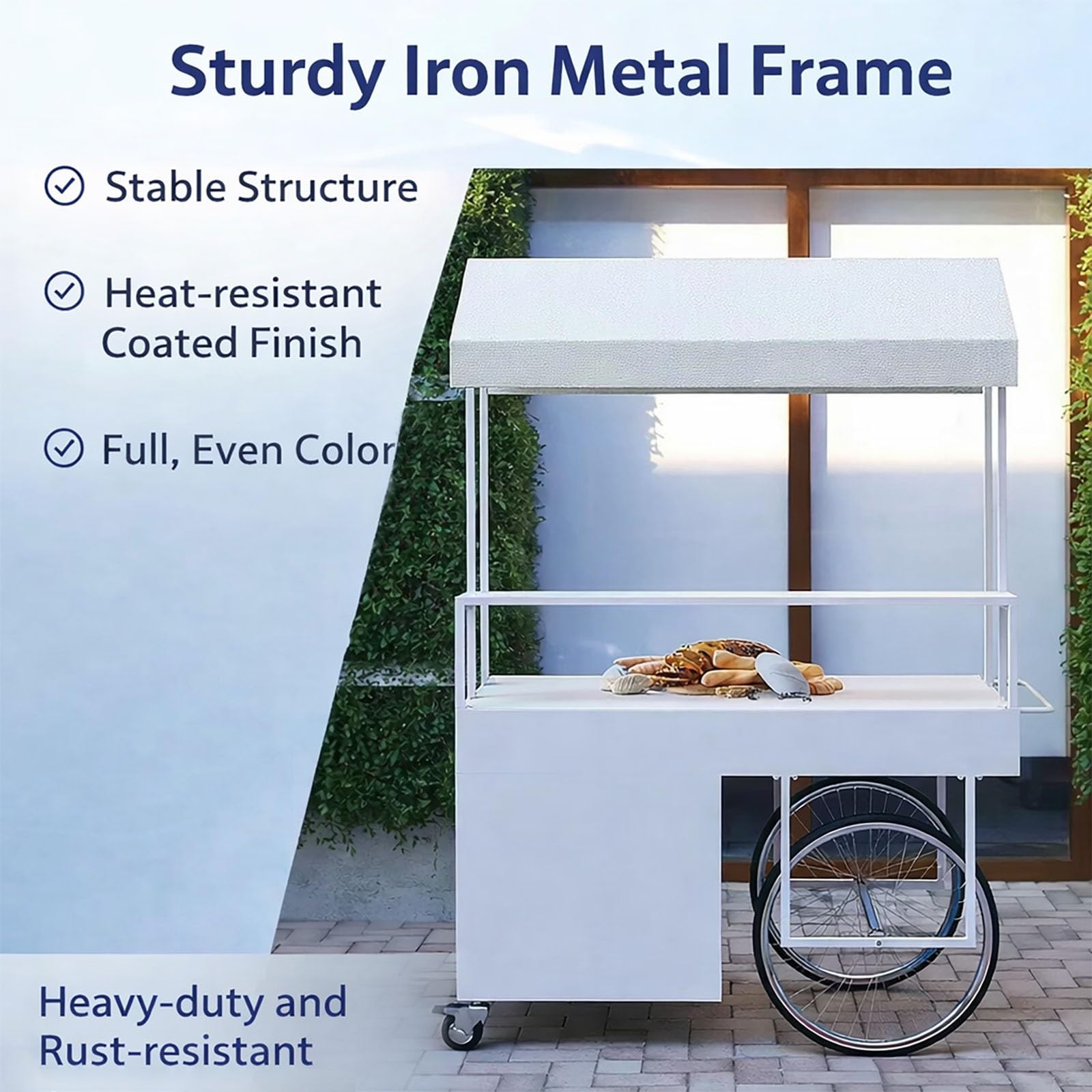 Carrello di vendita all'aperto portatile con le ruote & il baldacchino, stalla mobile dell'alimento per i festival, eventi della strada, banco di mostra commerciale del mercato