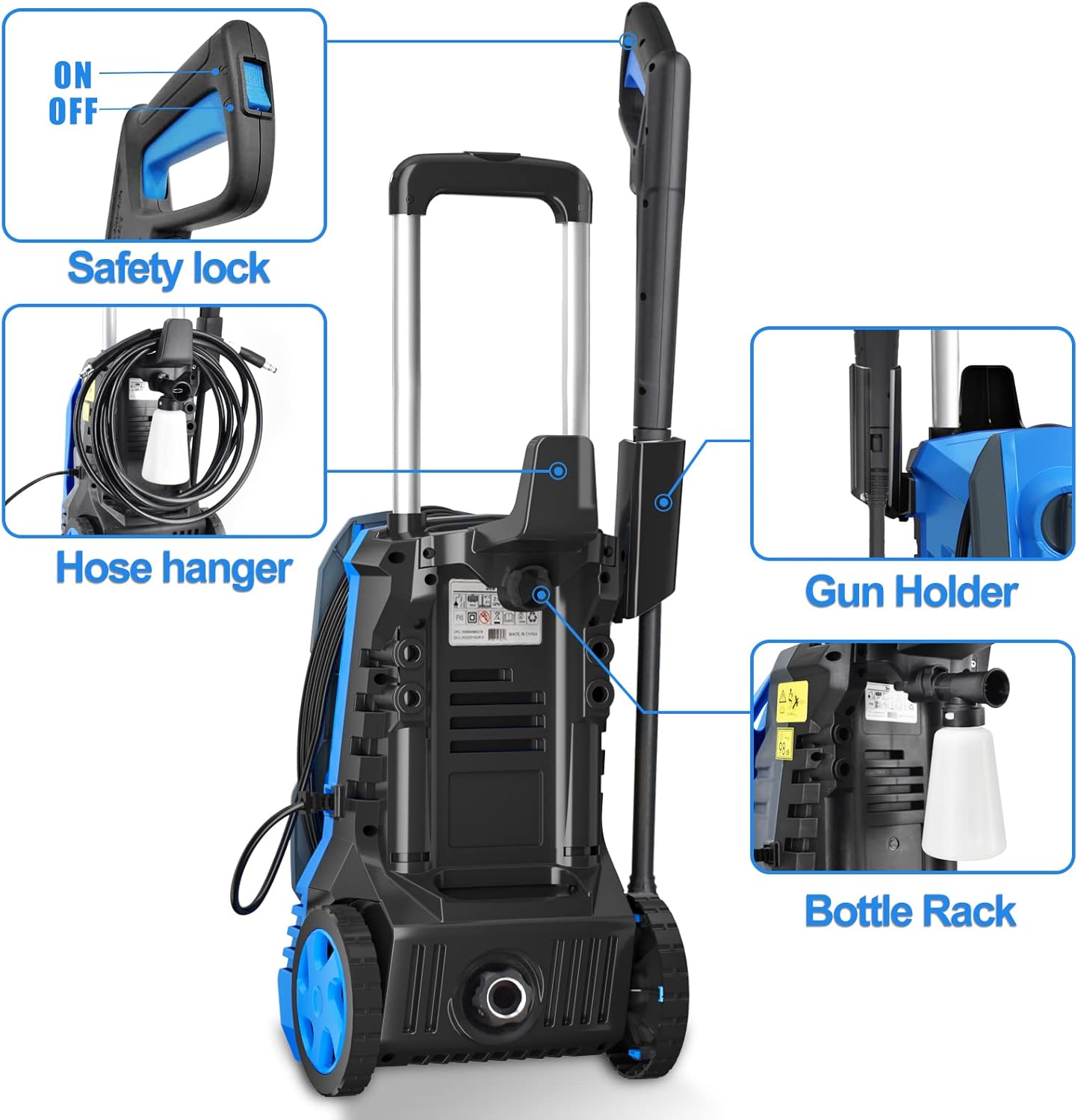 Power Washers Electric Powered - 3500 PSI 2.6 GPM High Pressure Washer for Car Cleaning Machine with Adjustable Spray Nozzle Foam Bottle and Hose Reel Home Driveway Patio Deck : Patio, Lawn & Garden
