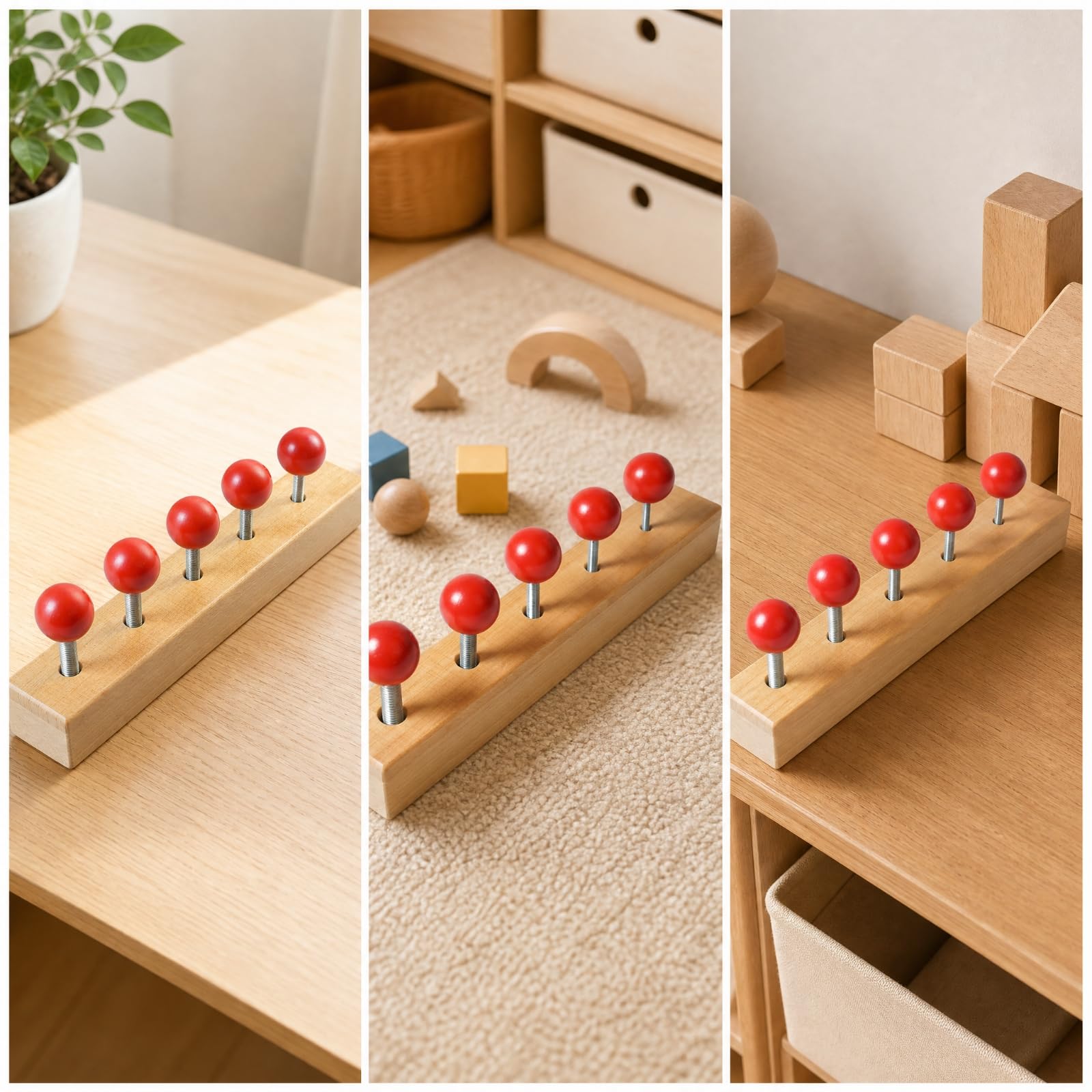 Tavola con Viti in Legno Interattivo Gioco con Manopole e Aste Filettate Durevole Busy Board per Scuola Parentale