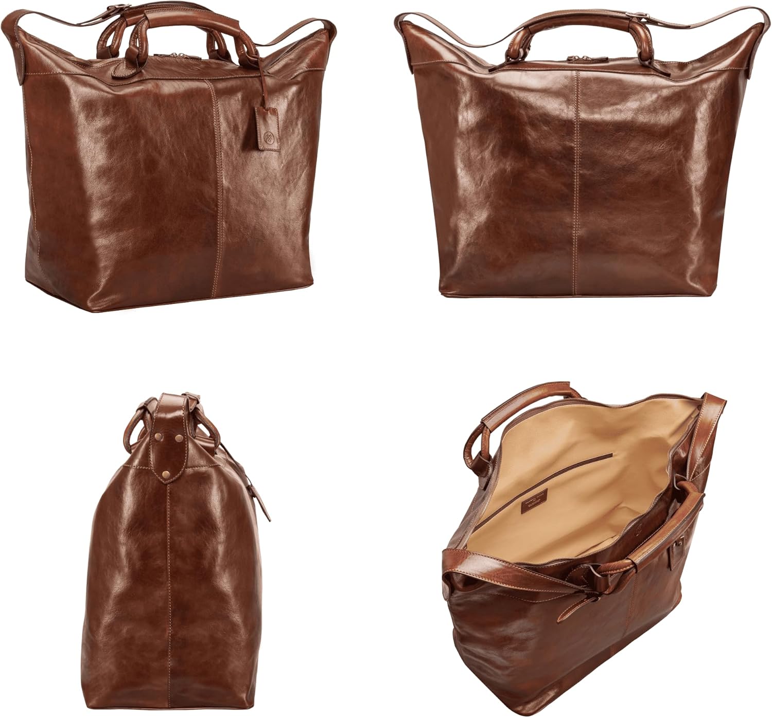 Maxwell Scott - Womens Luxury Leather Travel Luggage Bag with Shoulder Strap and Twin Handles - The Fabrizio Chestnut Tan