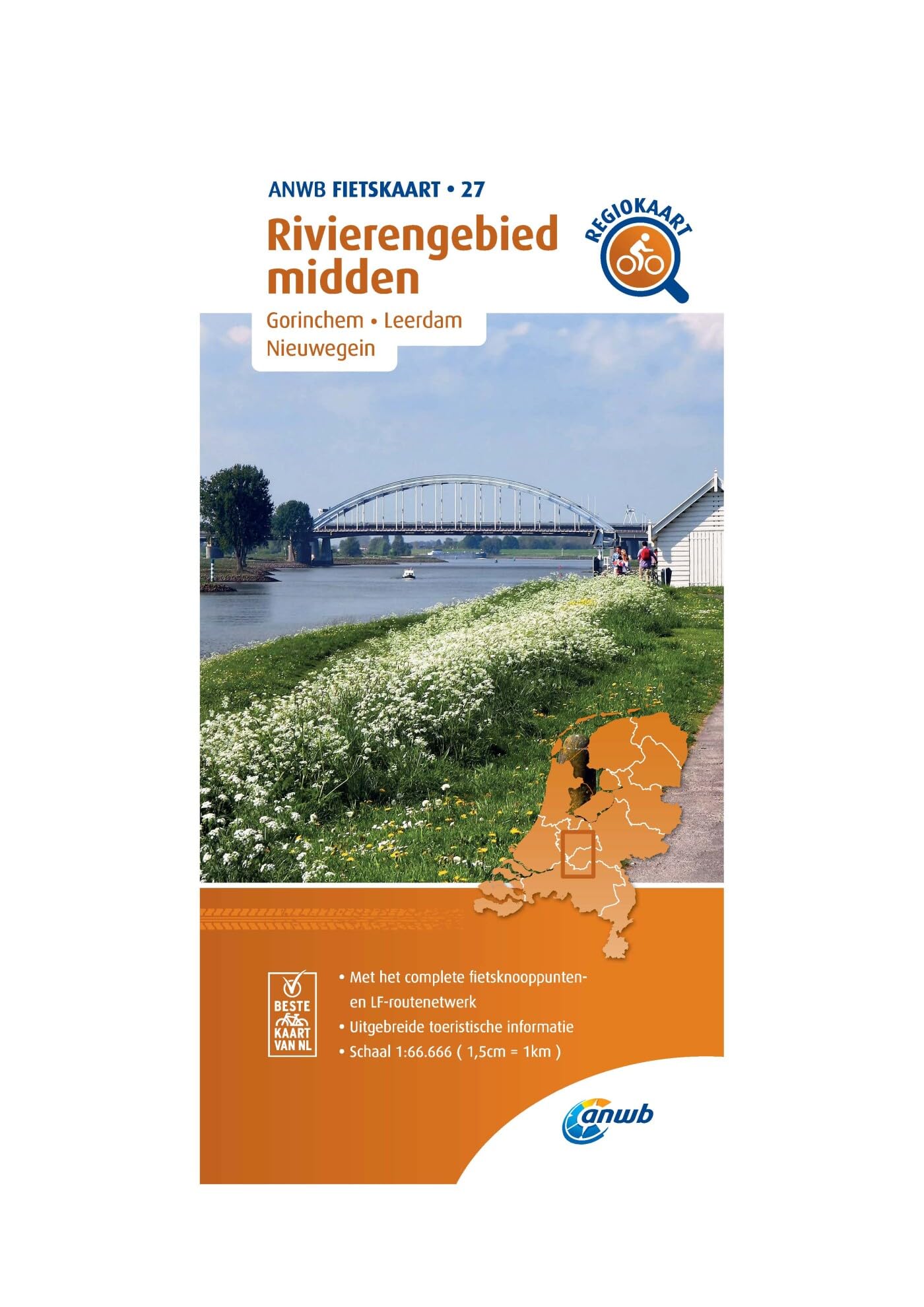 Rivierengebied Central cycling map: Gorinchem, Leerdam, Nieuwegein (ANWB fietskaart (27)): 1:66.666