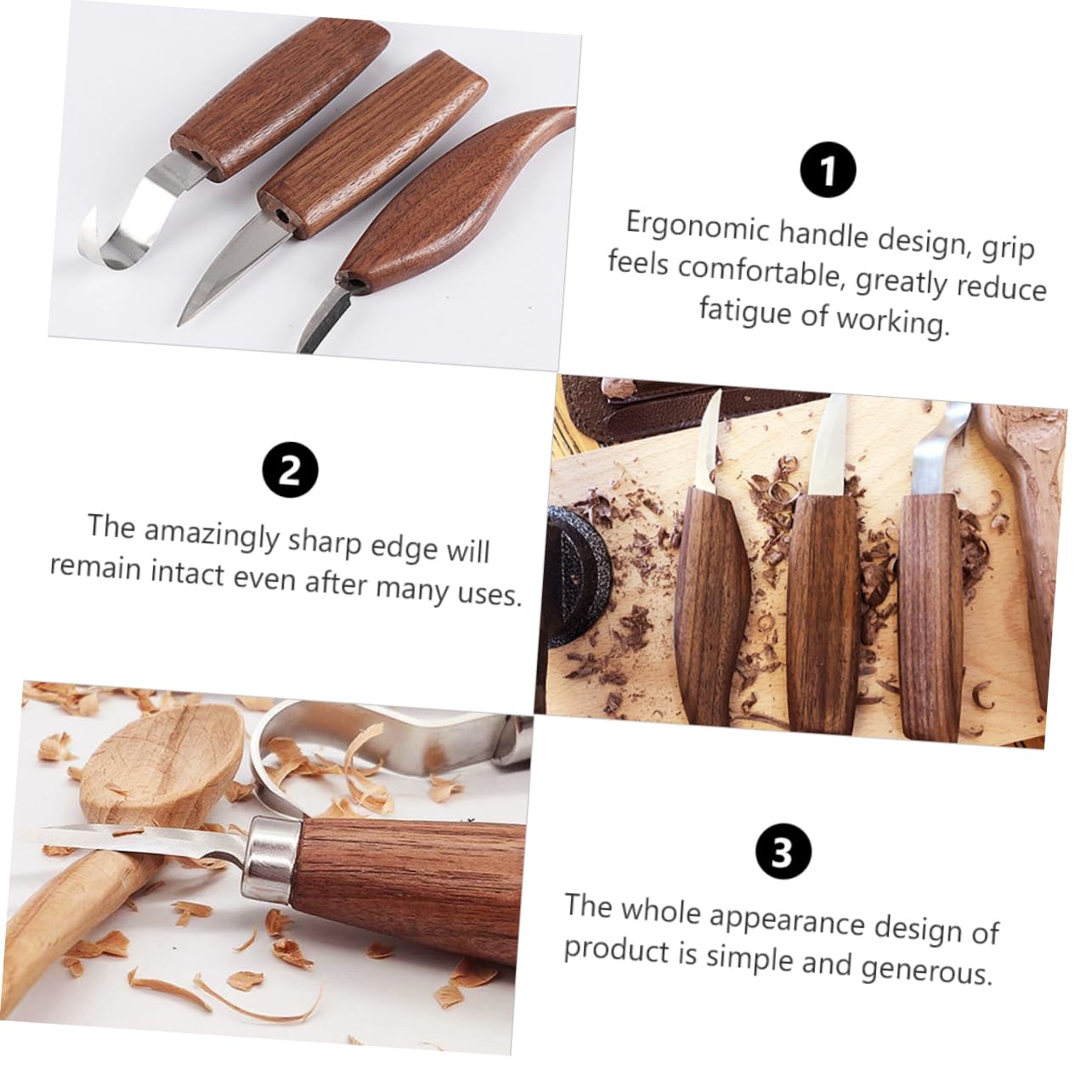 SEWACC 6pièces Couteaux à Sculpter Outils De Sculpture Avec Poignées Précision Et Améliorés Pour Artisans Et Débutants