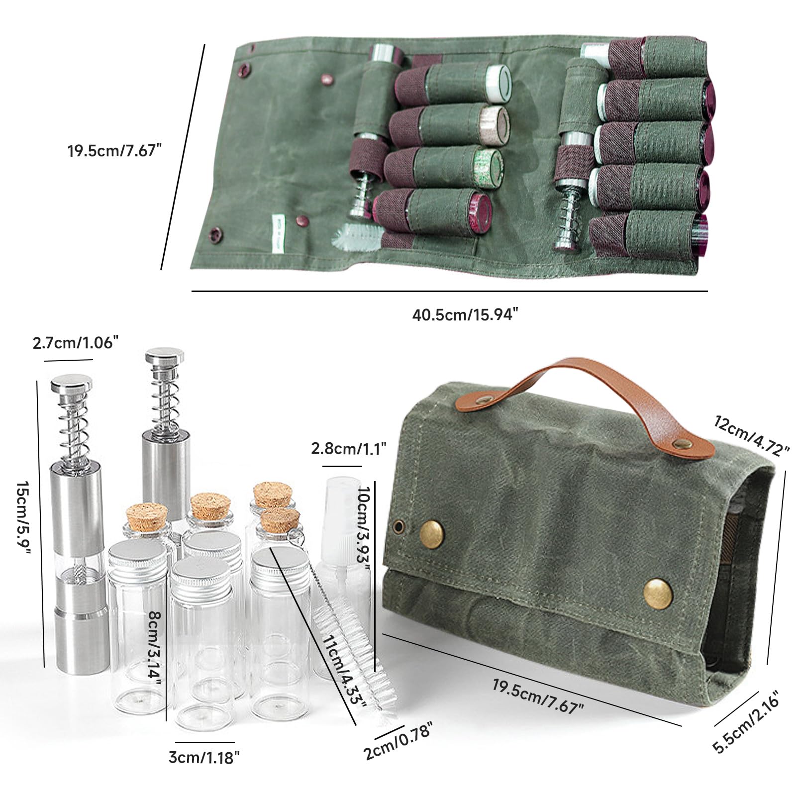 Kits de contenedores de condimentos para especias de camping, bolsa de almacenamiento portátil para botellas de condimentos con tarro de especias, juego de viaje para barbacoa al aire libre, bolsa de