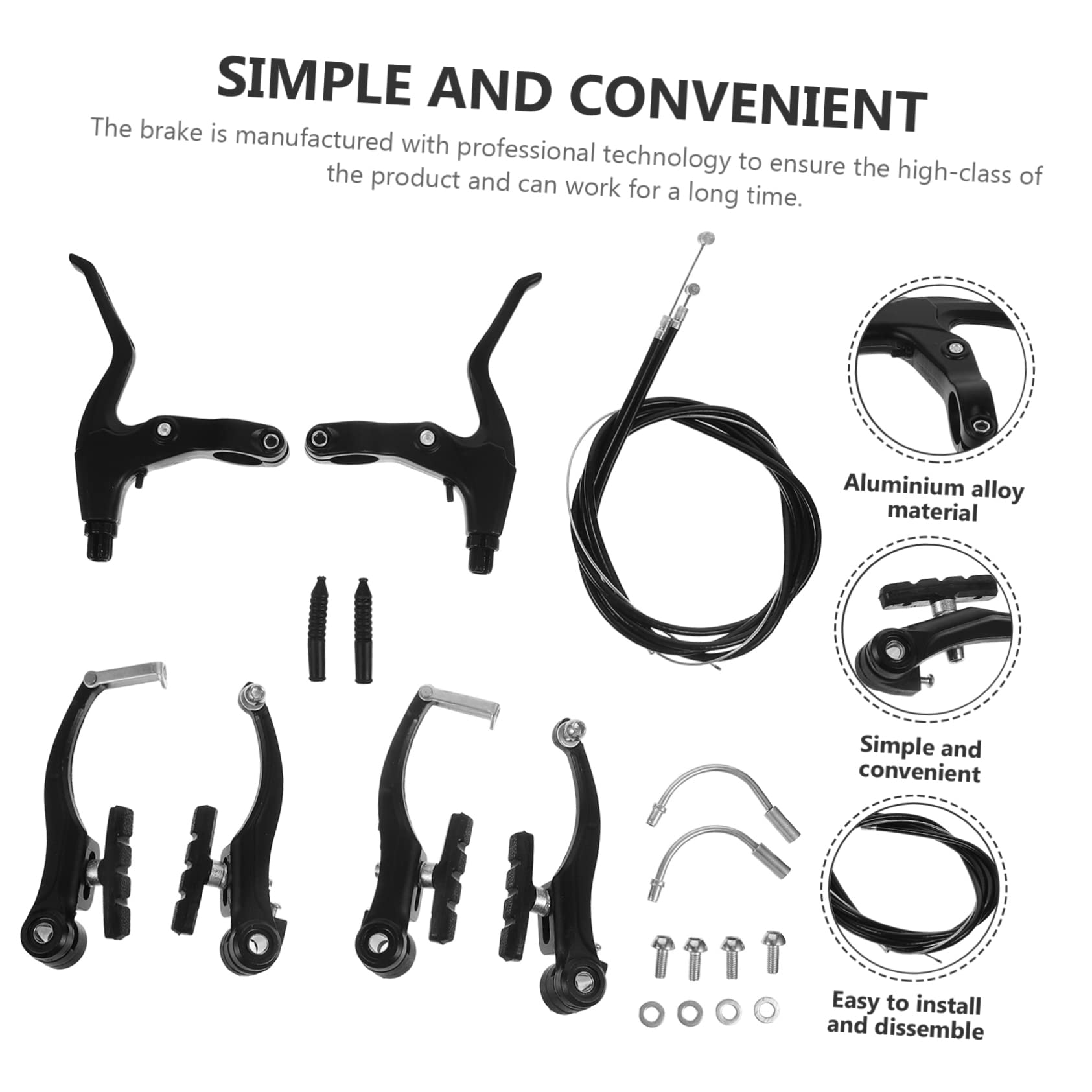 Happyyami Caliper Set for Bicycles Durable Pads Heat Dissipation Low Noise Fit Road Mountain Bikes