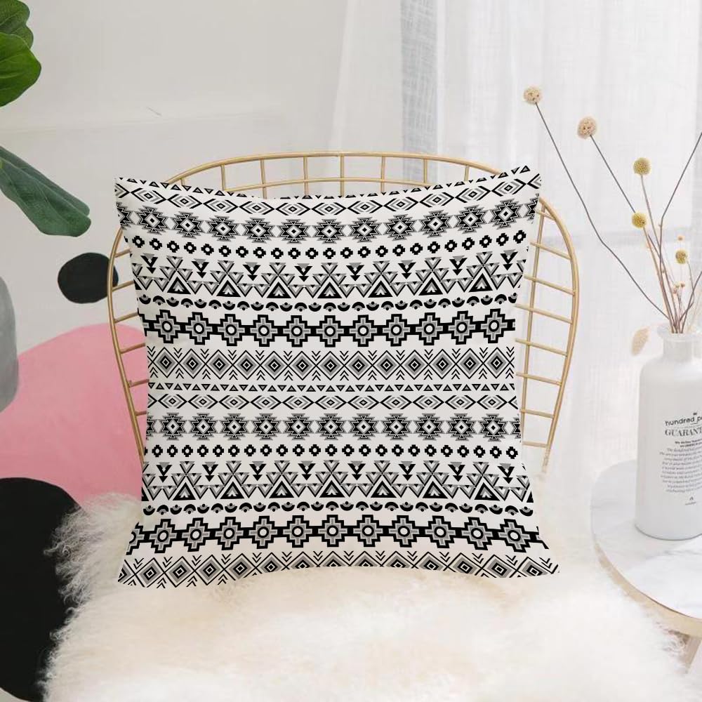HYMSXW Cushion Cover,Throw Pillow Case Home Decorative for Living Room Bedroom Sofa Chair 20X20 Inch,ethnic pattern vector black white color. Tribal Pattern. Aztec design boho rug,Pillowcase 50X50cm