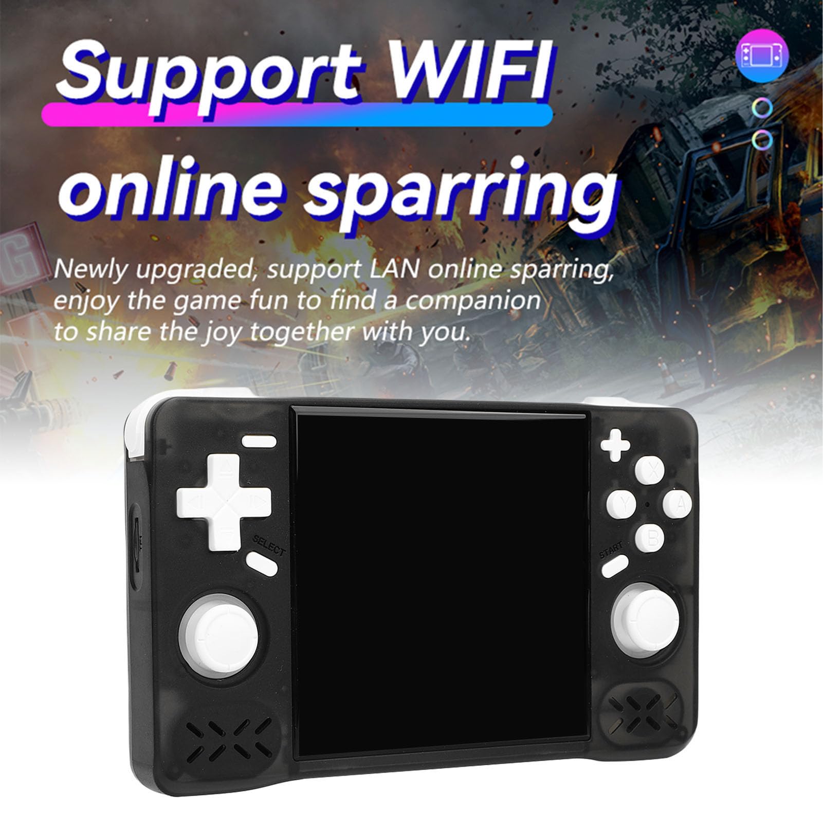 Denash Retro Handheld Game Console, 4 "HD Bildschirm, RK3326 1,5 GHz, 4000 MAH Akkus Tragbarer Wiederaufladbarer Spielkonsol für Heimreisen (64GB)
