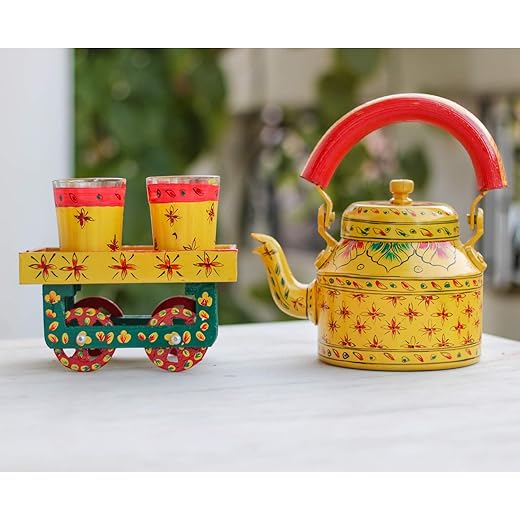 Ihandikart Hand Painted Kettle Thela Set of 6 Pcs, Multicolor (Ihk5157-T)
