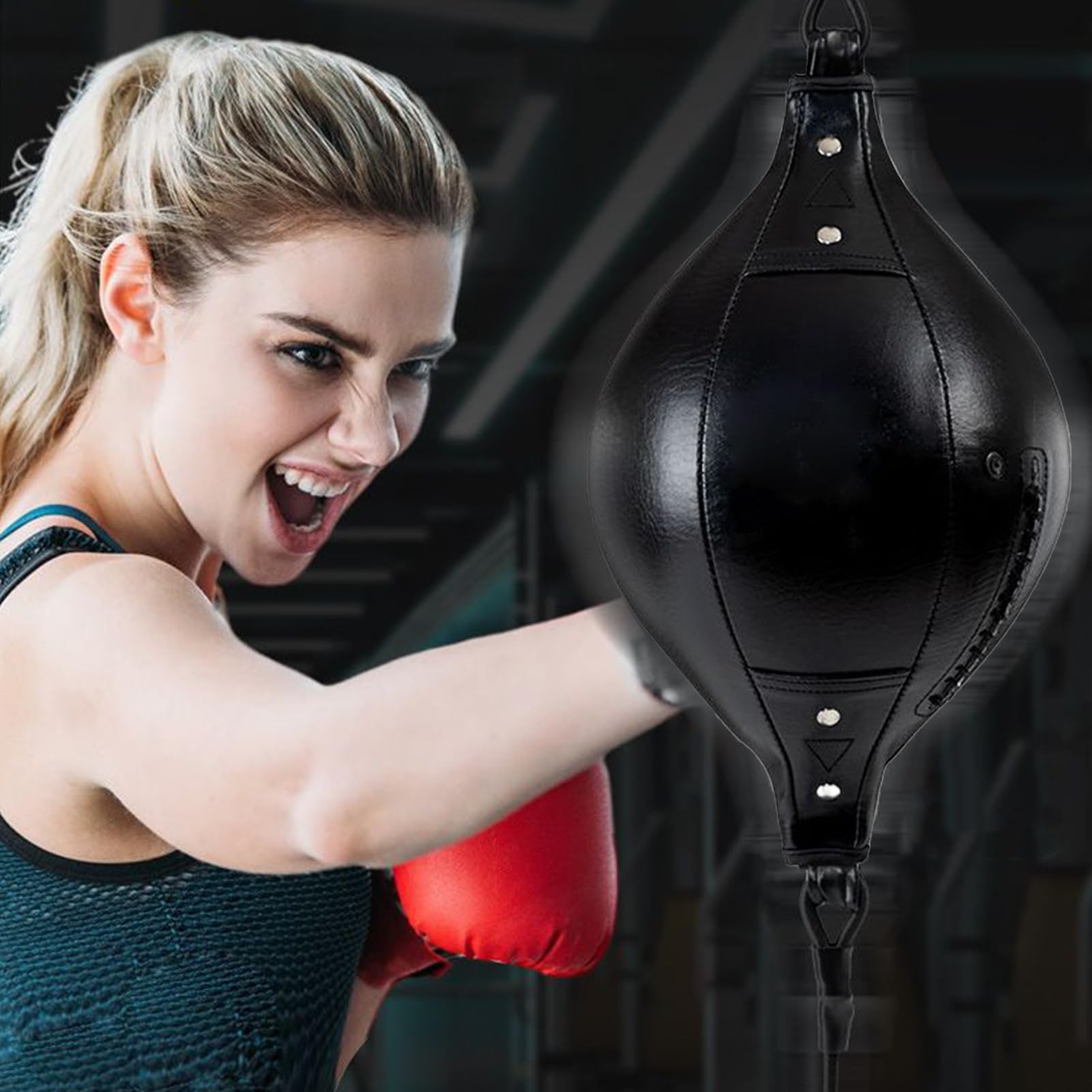 Double End Bag Boxe – Palla da boxe elastica in pelle PU, doppia palla per fitness, coordinazione, allenamento, allenamento