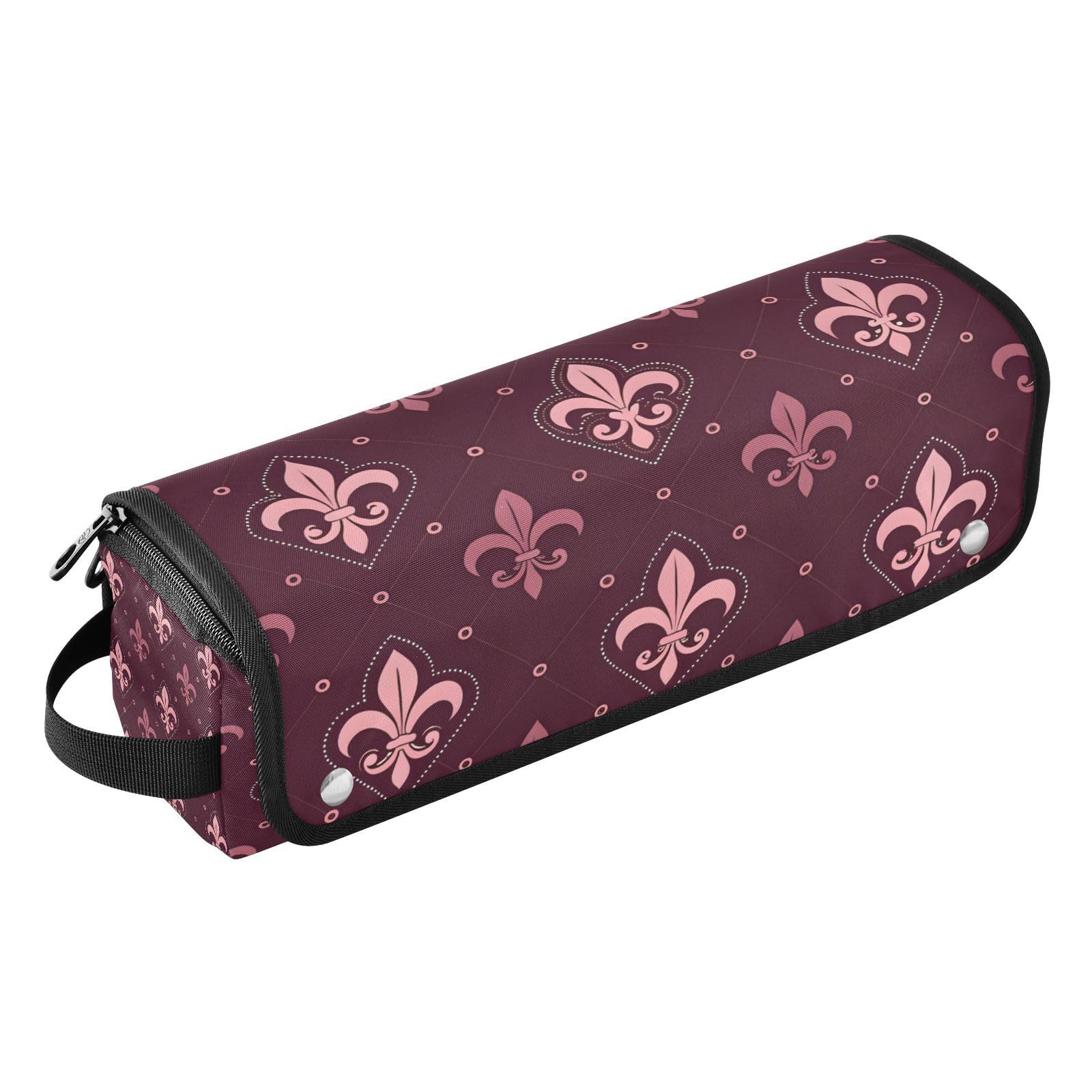 Mardi Gras Carnival Hair Tools Travel Bag Portable Hair Accessory Organizer with Heat Resistant Mat 2 in 1