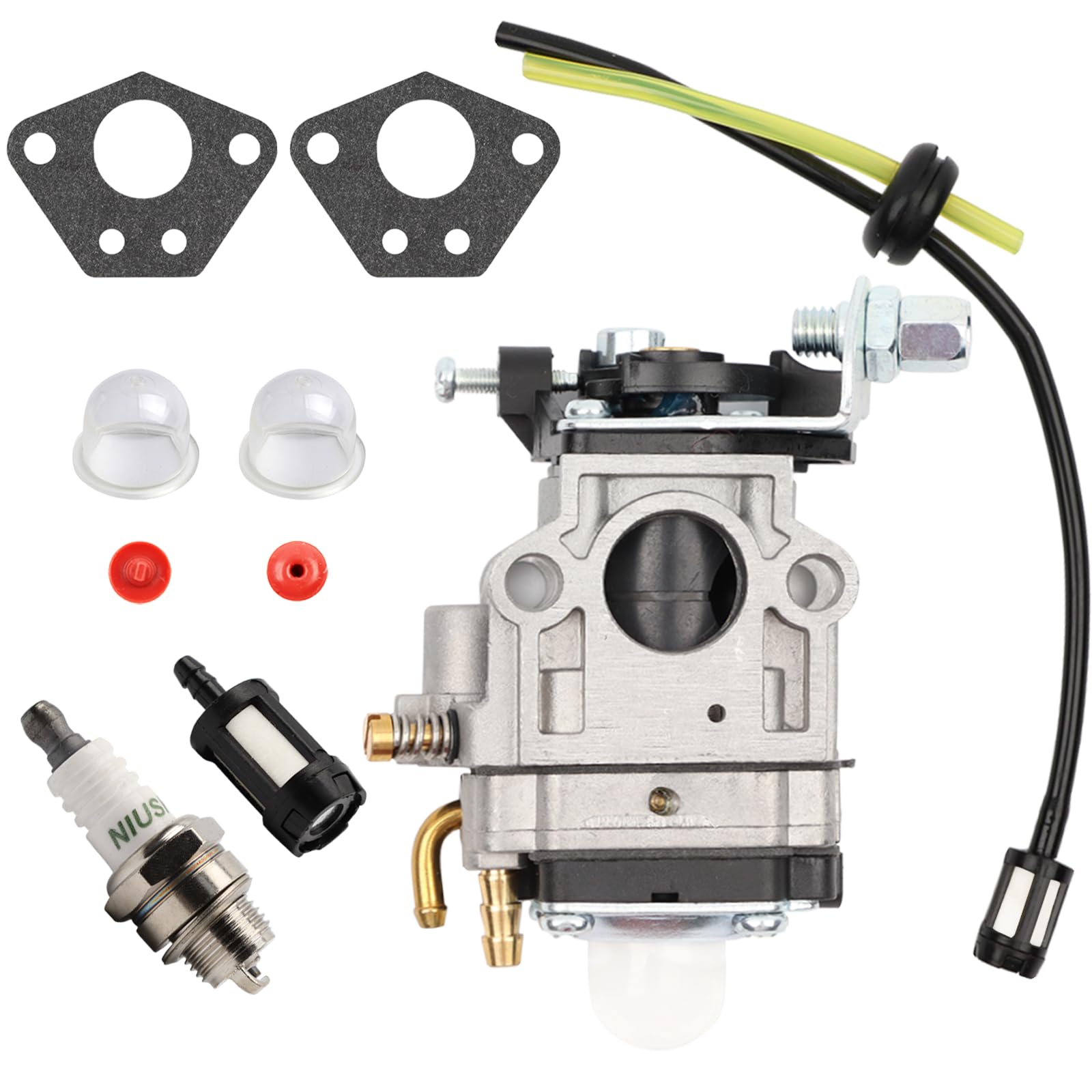 Carburador para desbrozadora 52 CC 49 CC 43 CC Carbu Set con Junta, Manguera, bujía y Filtro de Gasolina