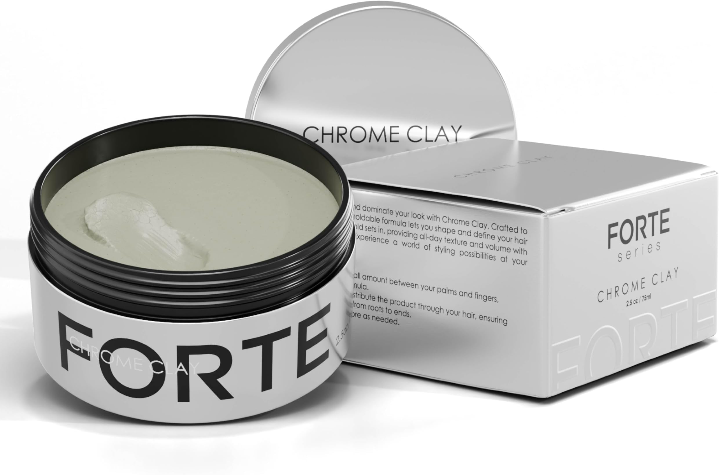 Alex Costa Forte Series Chrome Clay – Strong Hold Hair for Men | Matte Finish, Volumizing & Texture Enhancing | Kaolin, Beeswax & Jojoba Oil | Lightweight, Reworkable & Easy Wash-Out | 2.5oz
