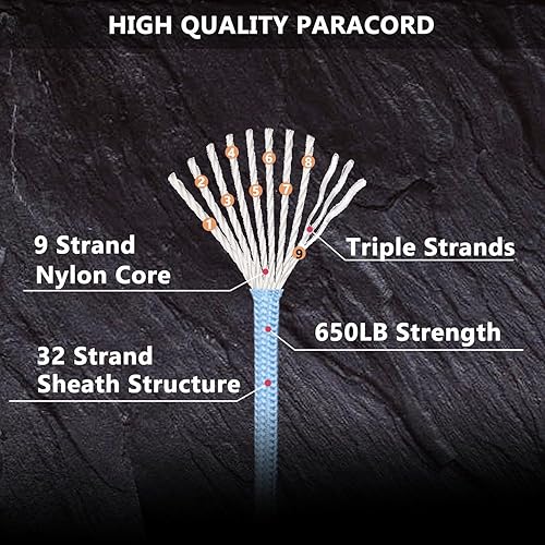 Miniatura 10 de Cuerda de paracaídas de 650 libras  9 hebras  40 colores  100 pies, 200 pies, 500 pies, 1000 pies, 0.157 in, cuerda de paracaídas para campamento,