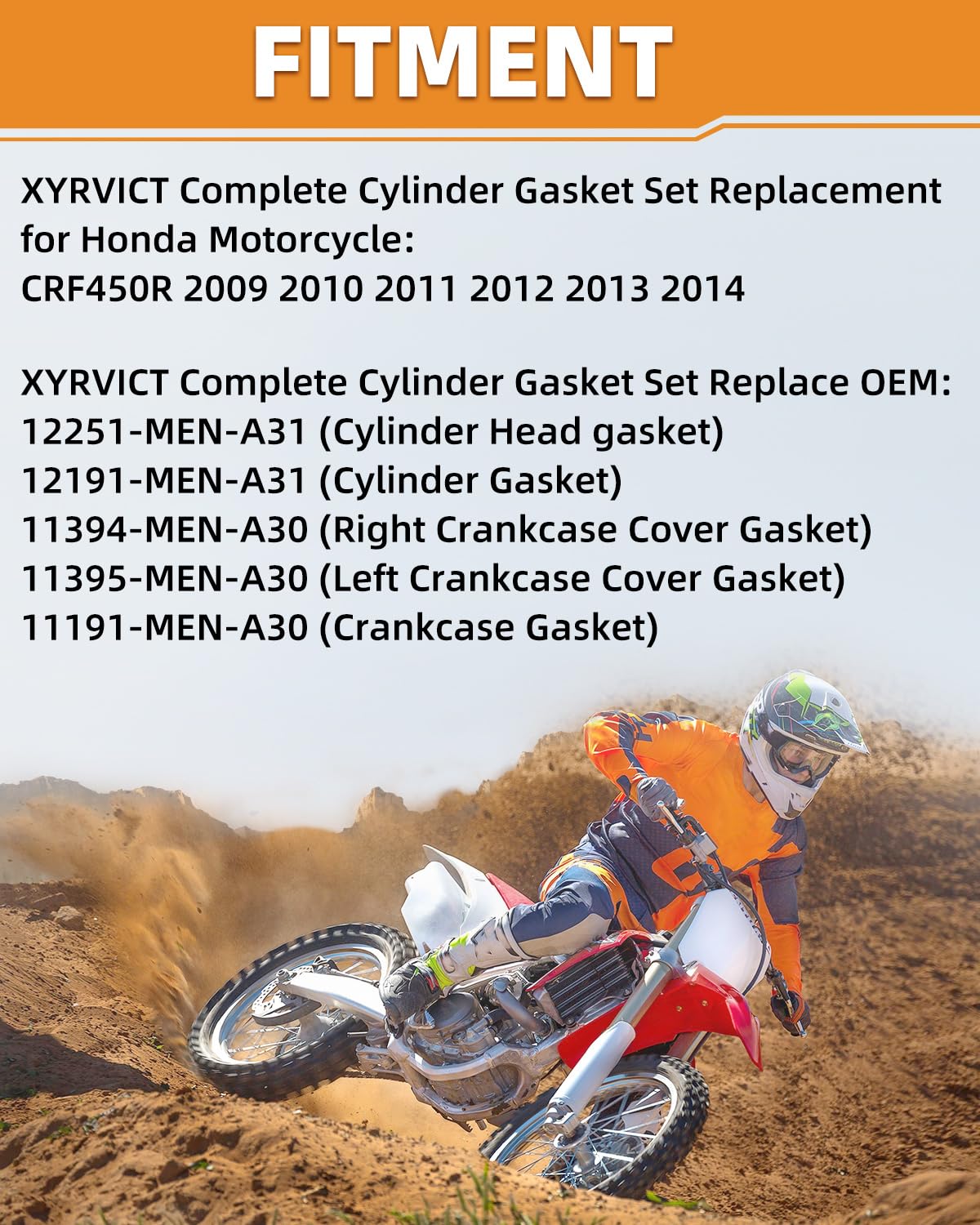 Gasket Set for Honda CRF450R 2012 2009 2010 2011 2013 2014, Top End Gaskets Kit