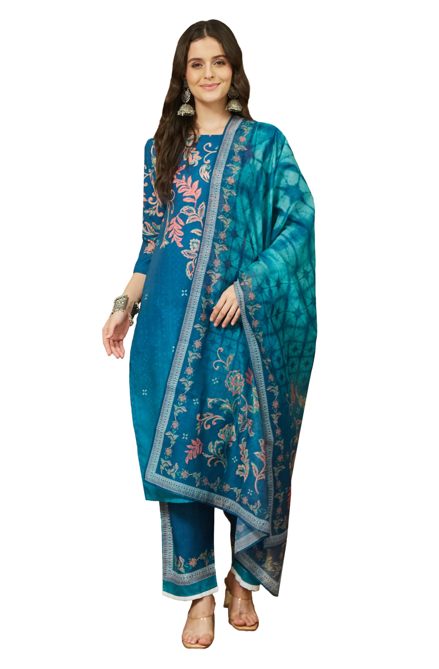 janasya Women's Cotton Blend Floral Printed Straight Kurta Set-picture-17