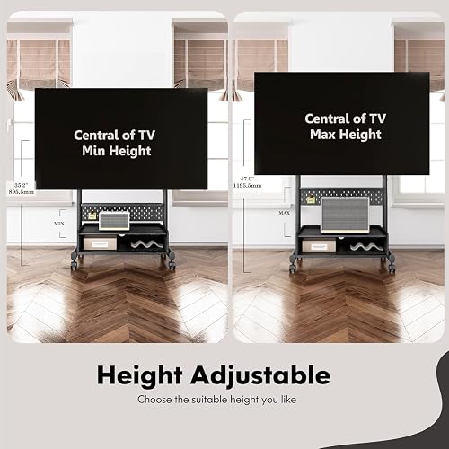 FITUEYES Supporto per TV con ruote, per TV da 40 a 85 pollici, altezza massima 60 kg, VESA 600 x 400 mm - 4