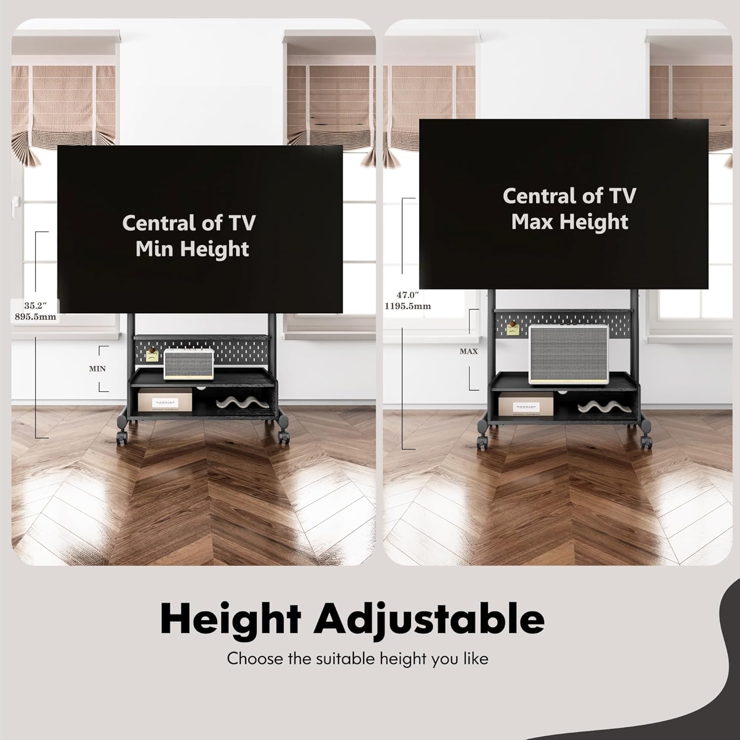 FITUEYES Supporto per TV con ruote, per TV da 40 a 85 pollici, altezza massima 60 kg, VESA 600 x 400 mm