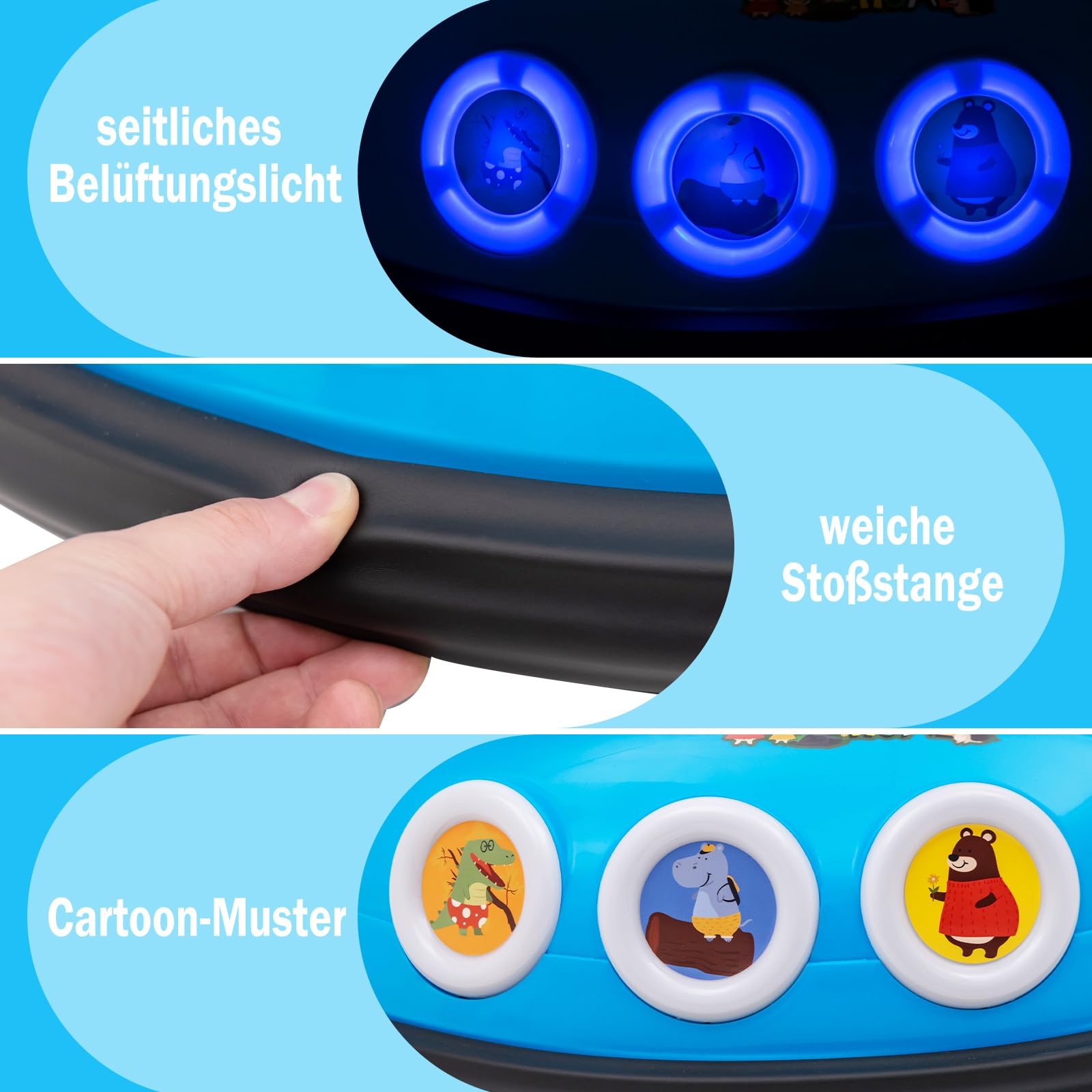 COSTWAY 12V Kinder Autoscooter 360 Grad Rotation, Elektro Bumper Car mit Musik und Lichtern, inkl. 2,4 Ghz Fernbedienung, ideal für Kinder ab 3 Jahre (Blau)