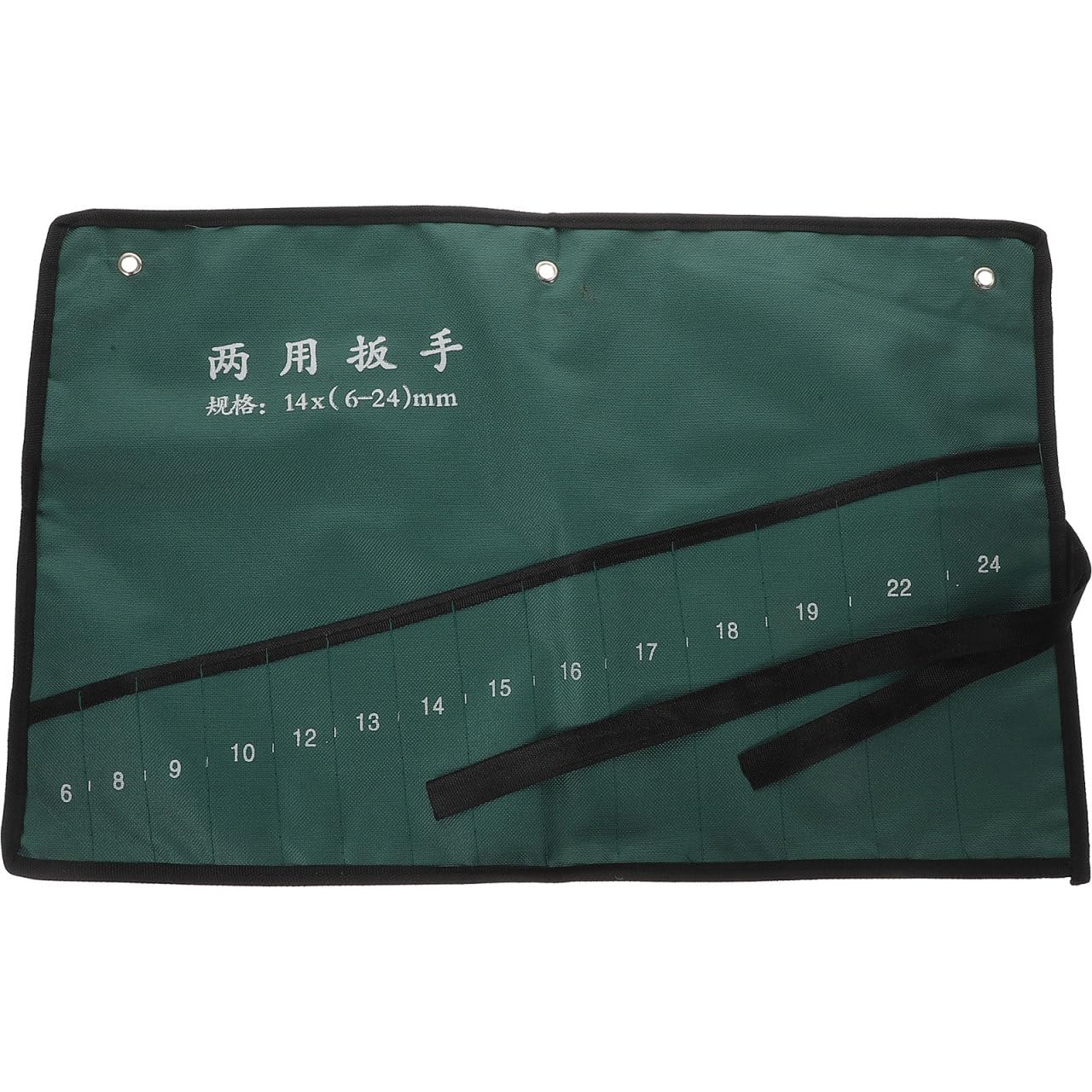 Hemobllo Canvas Roll up Wrench Storage Bag 14-Pocket Spanner Organizer Pouch Portable Tool Carry Bag with Tie Straps and Fold Flap 21.26X13.78In for Handyman Tools