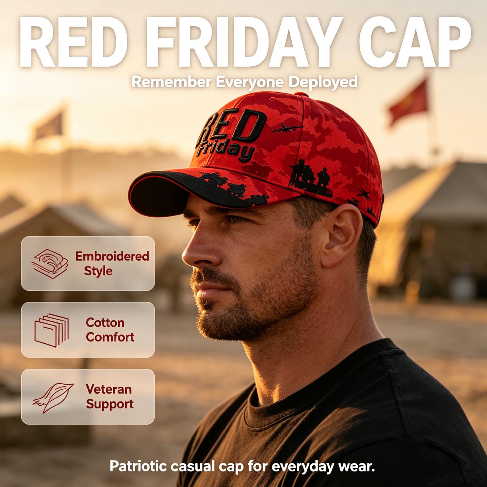 RED Friday Ricorda a tutti il berretto da baseball schierato per uomo